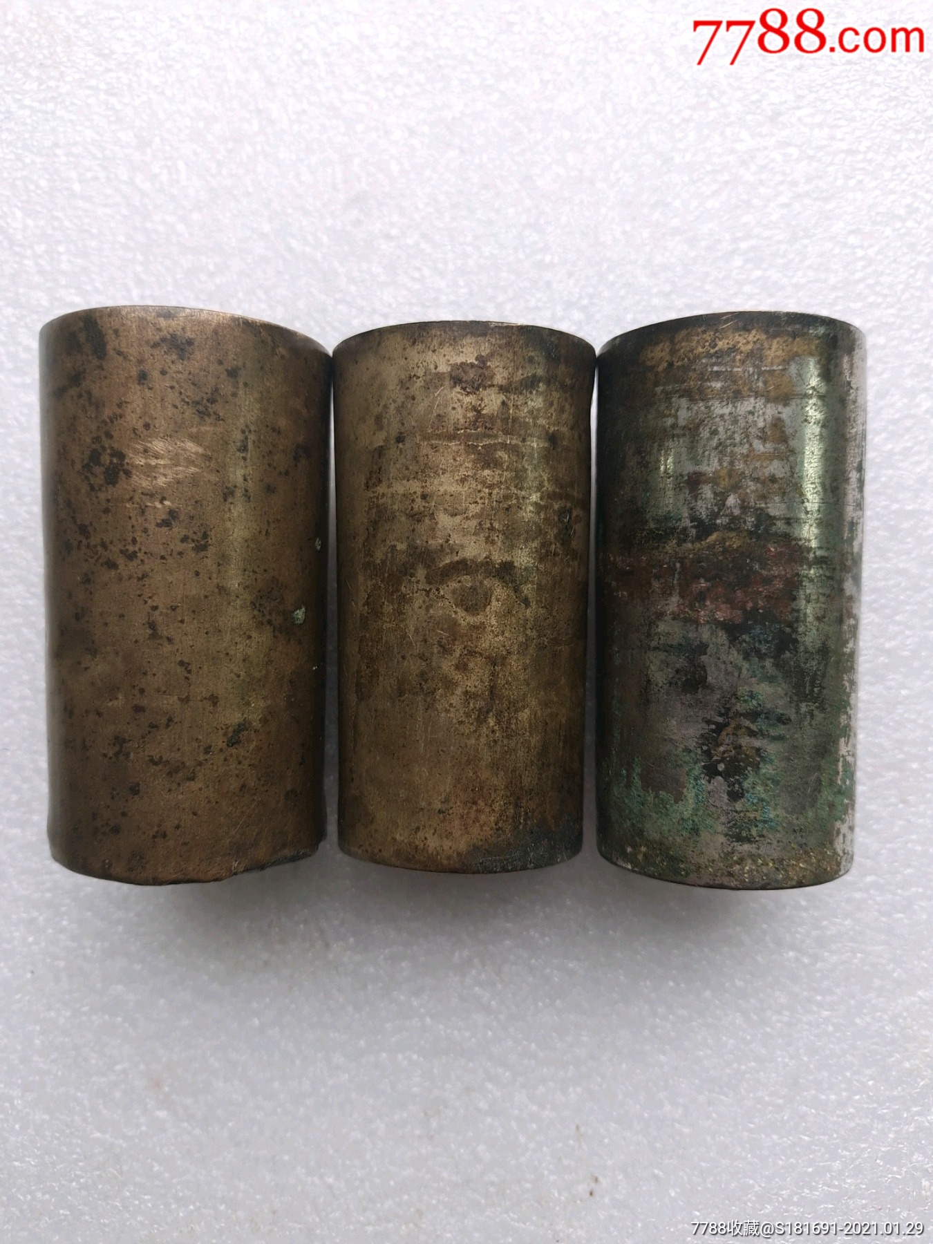 清民时期3个老铜扒火罐合售