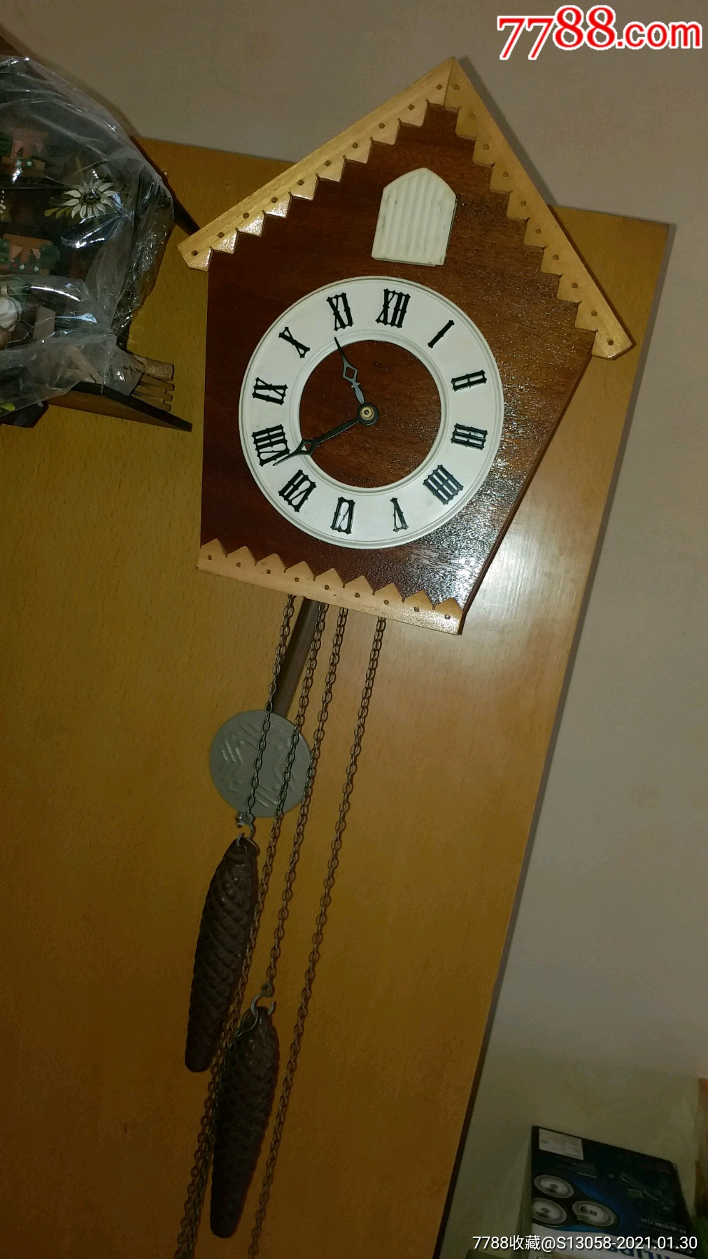 好品少见前苏联品牌majak纯木壳双重锤布谷鸟挂钟一天