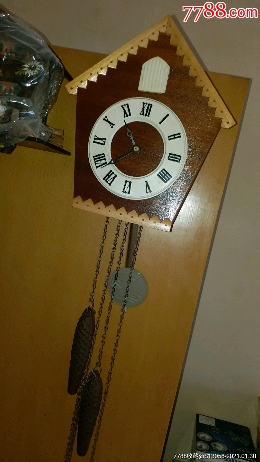 好品少见前苏联品牌majak纯木壳双重锤布谷鸟挂钟一天