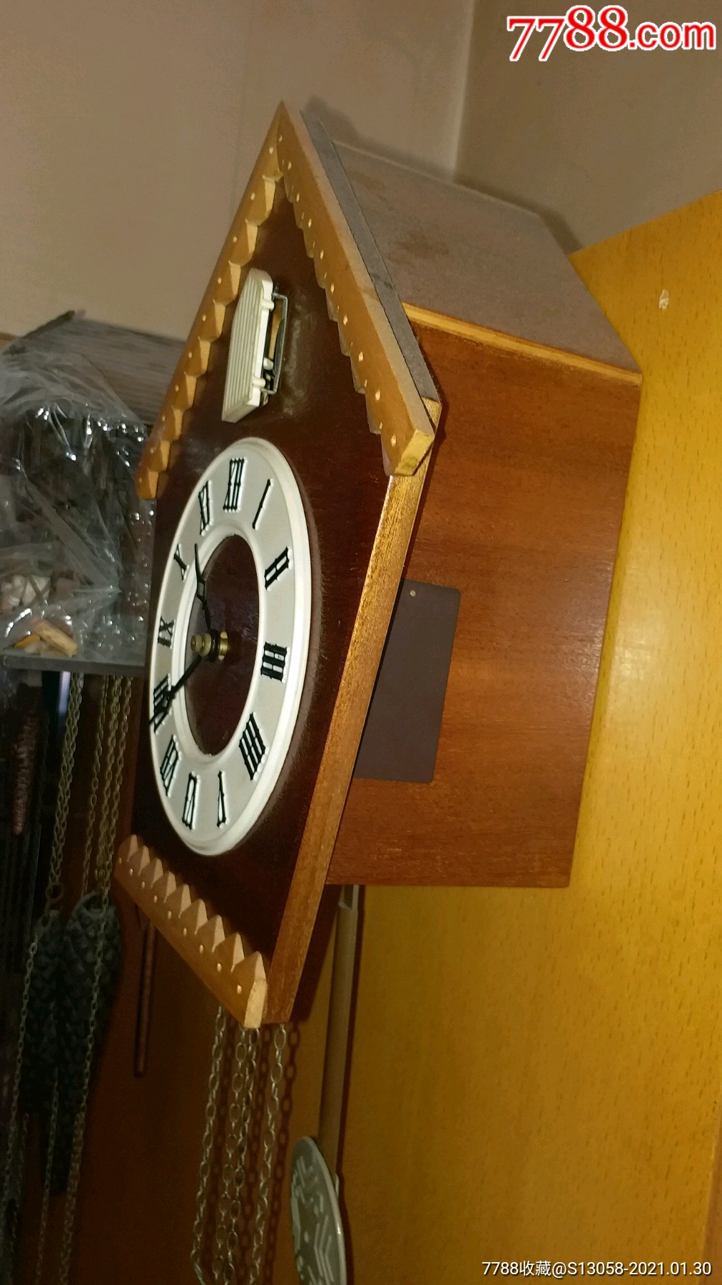 好品少见前苏联品牌majak纯木壳双重锤布谷鸟挂钟一天