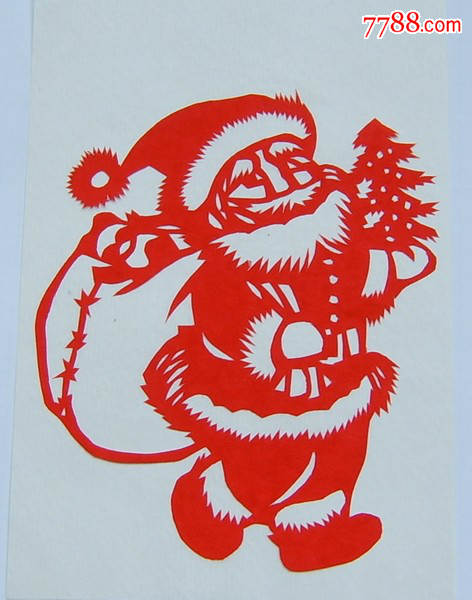 山东剪纸圣诞老人4全带原装封套9品