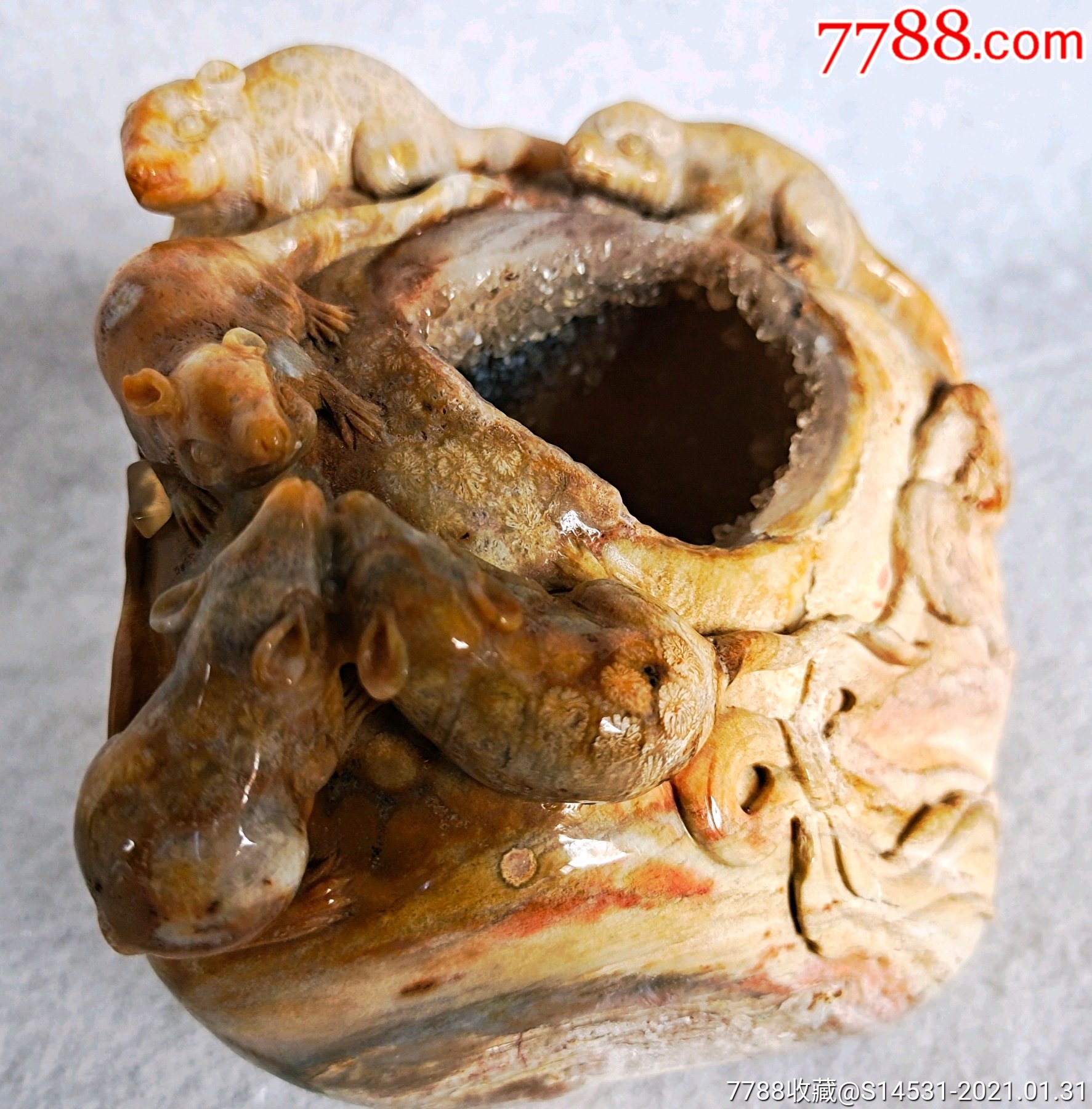 海南珊瑚玉五鼠运财摆件_其他玉石/玉器_第6张_7788玉器收藏