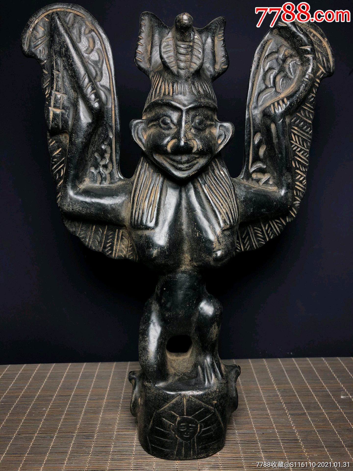 陨石工艺独特收藏精品玛雅人大摆件