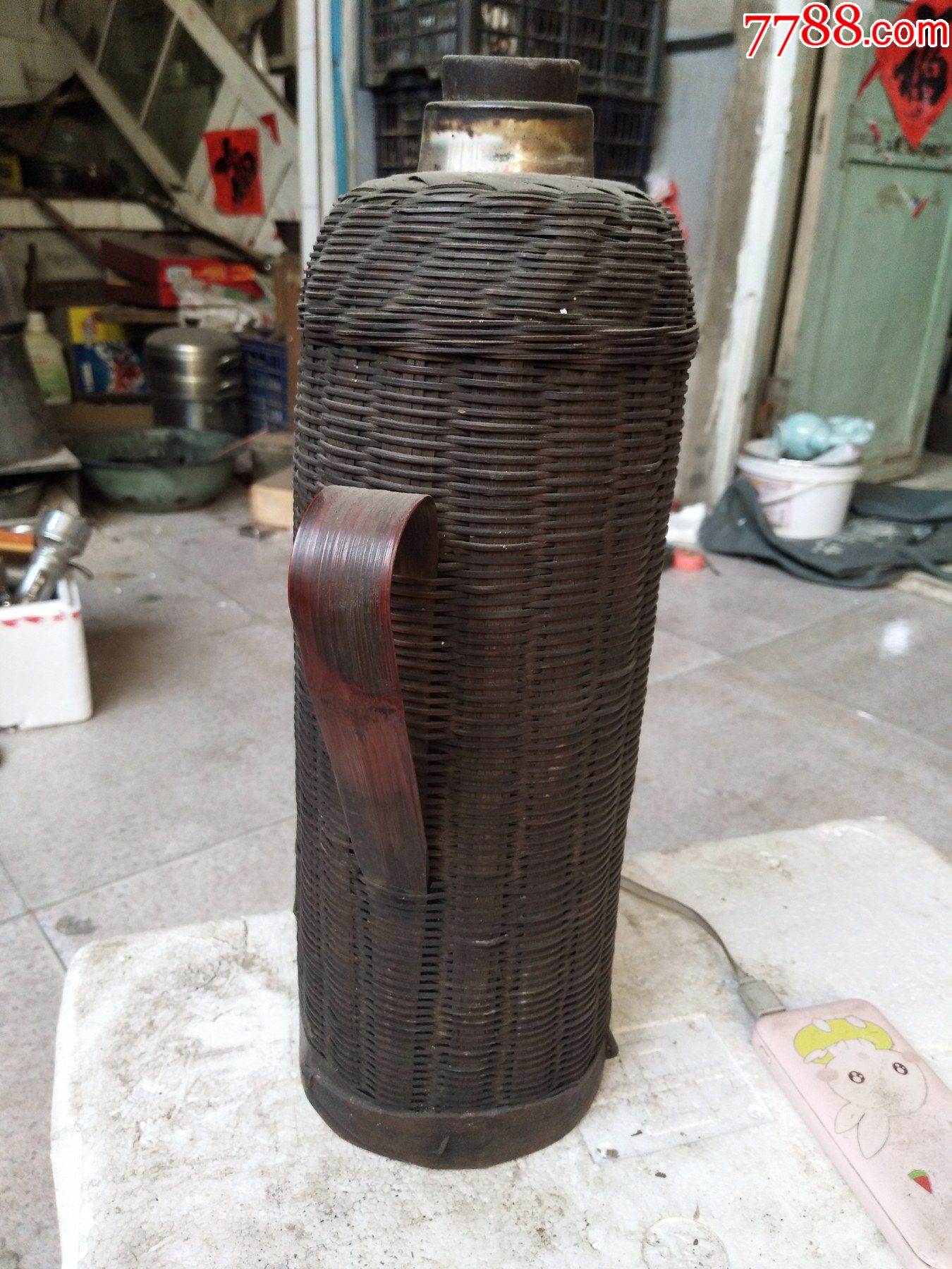 民国竹子皮暖水瓶民国暖水壶竹子皮保温瓶