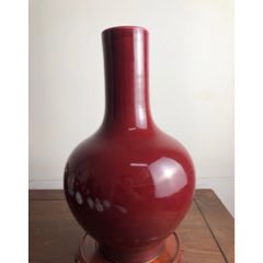 567建国瓷厂祭红釉天球瓶-红釉瓷-7788陶瓷