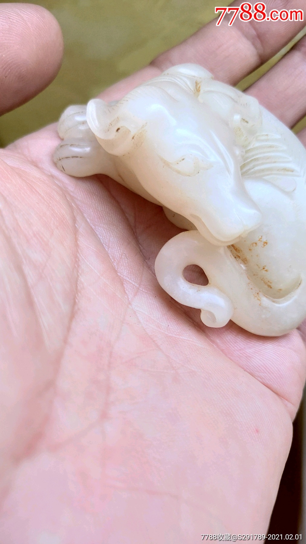 老白玉狗-和田玉-7788收藏