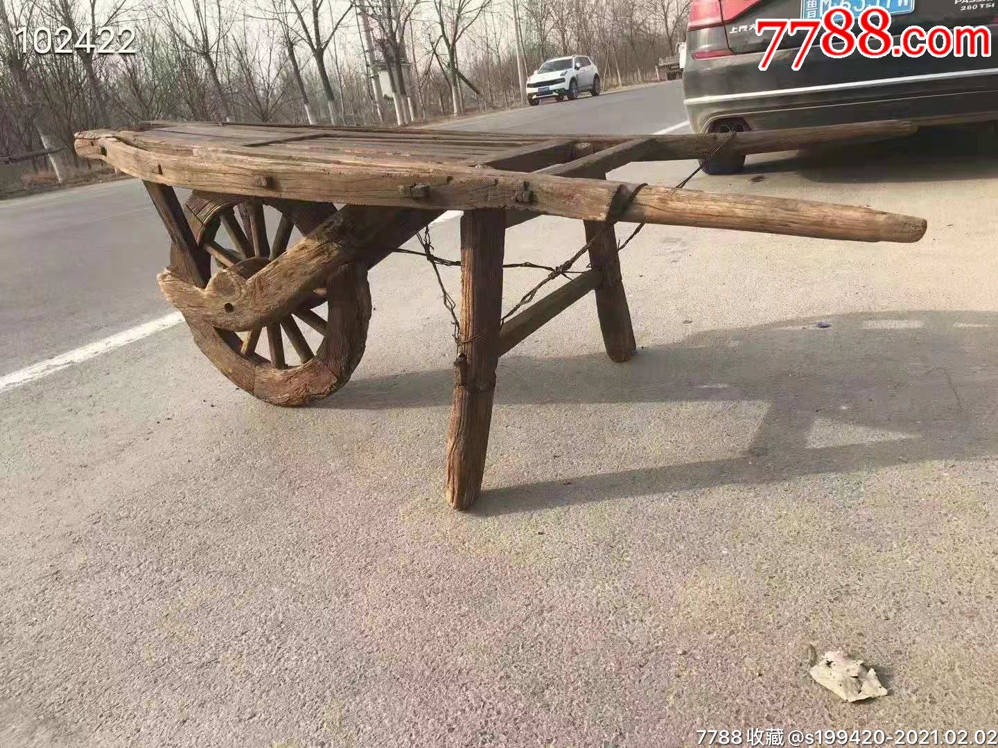 鄉下收的木推車.完整包老.