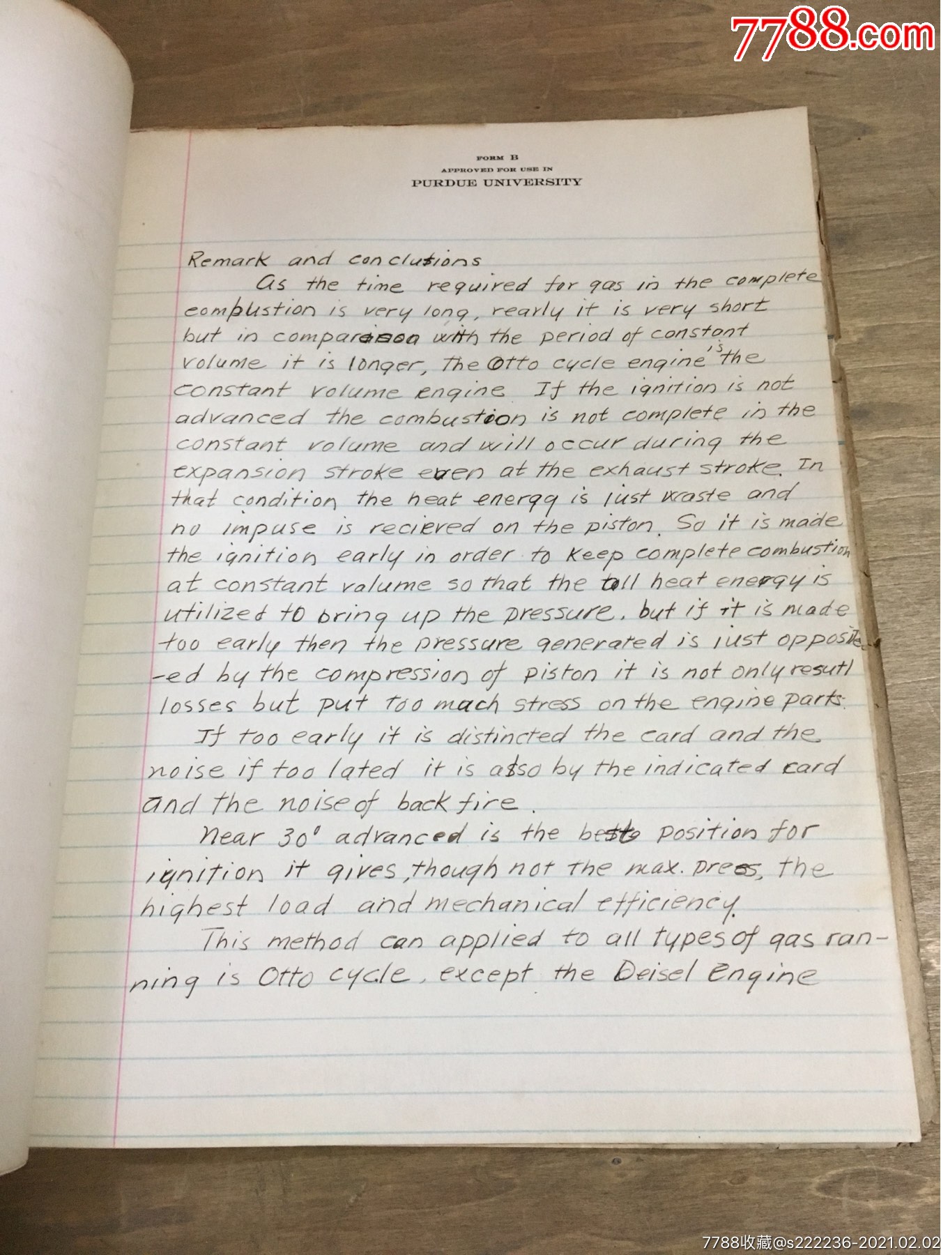 美国普渡大学论文手稿(英文书写)1926年