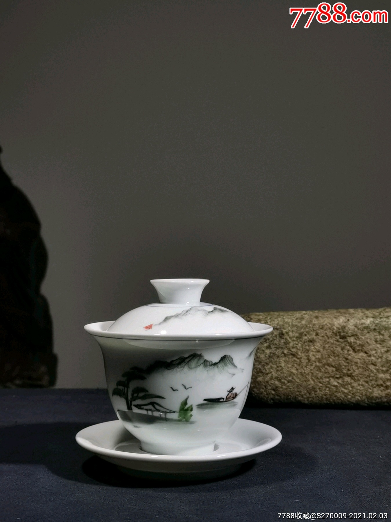 五彩山水功夫茶盖杯_彩绘瓷/彩瓷_第1张_7788瓷器