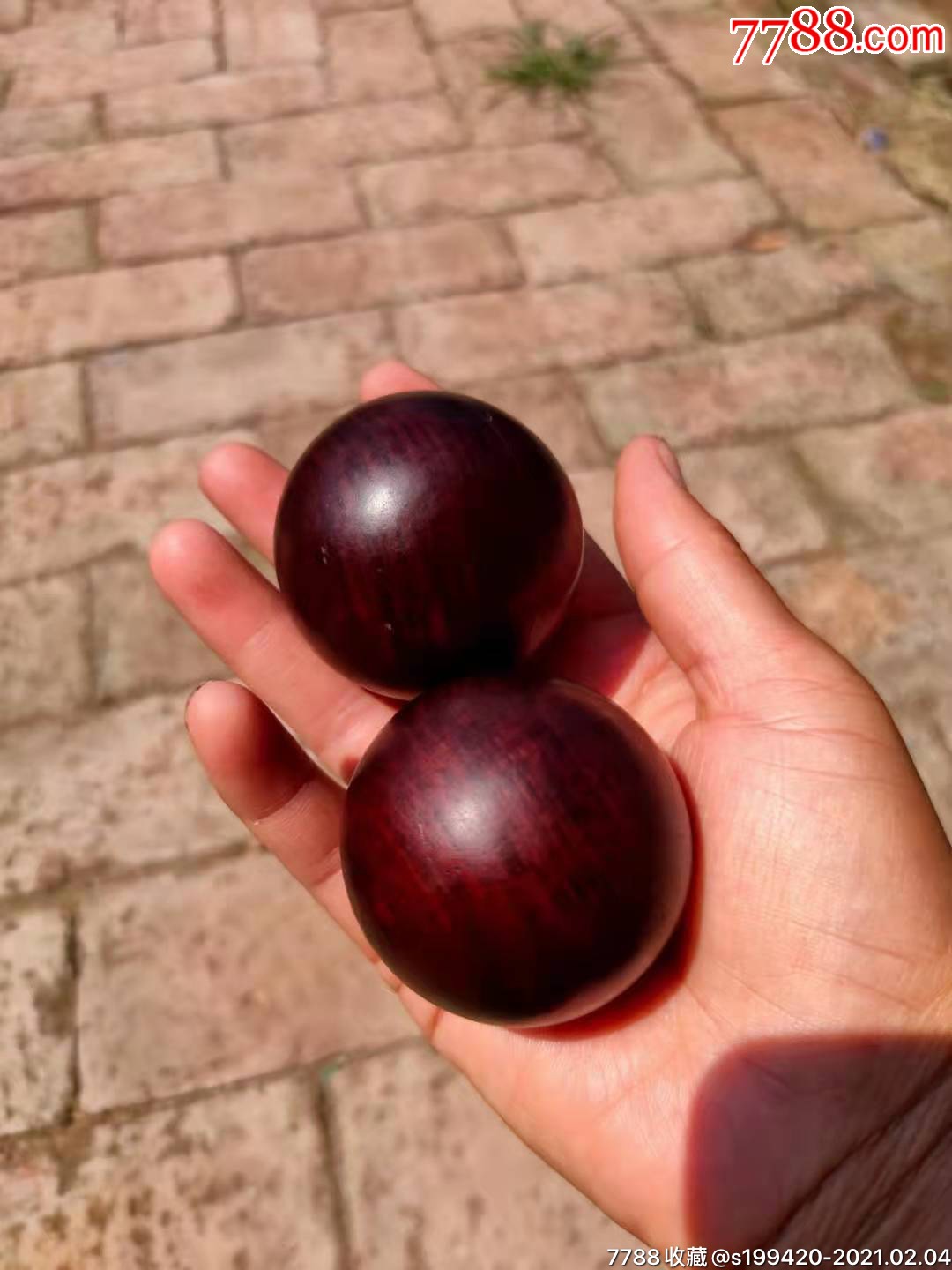 老红木手把件一对包浆一流把玩佳品