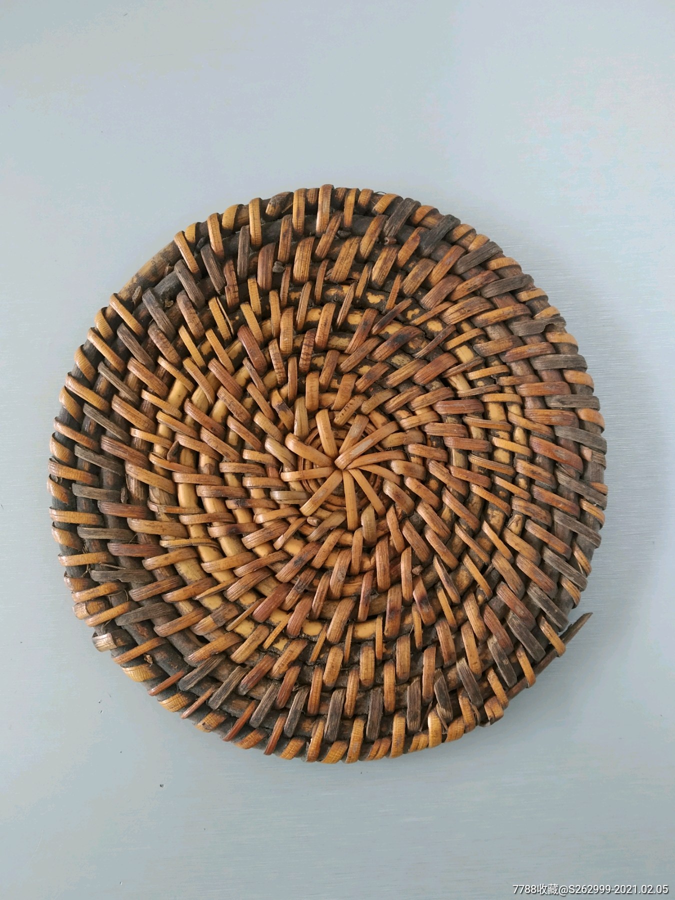 老藤条编织茶托杯垫