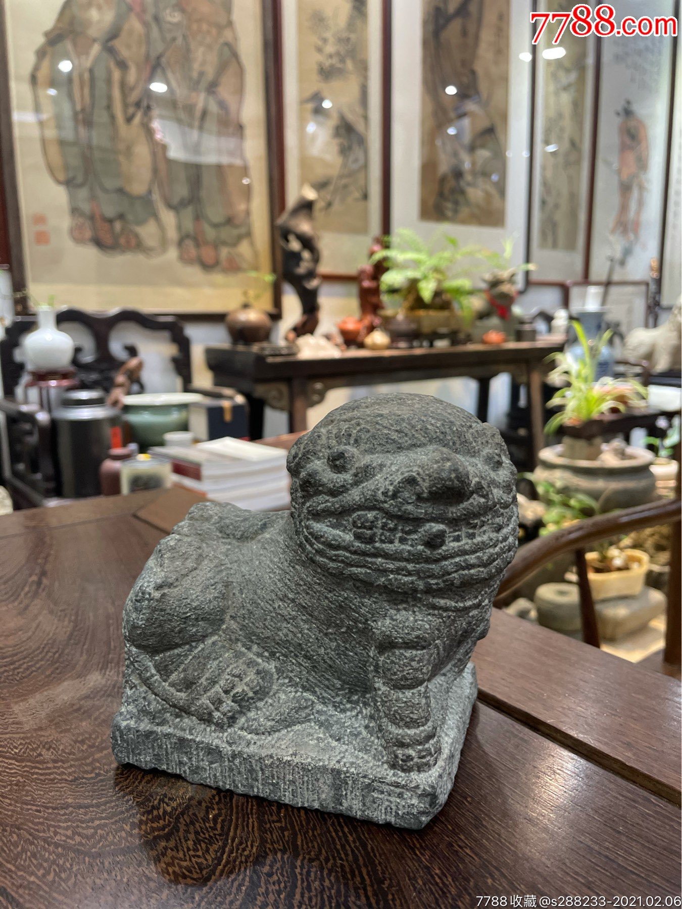 清代案头青石狮_石狮/石雕塑_第1张_7788字画网