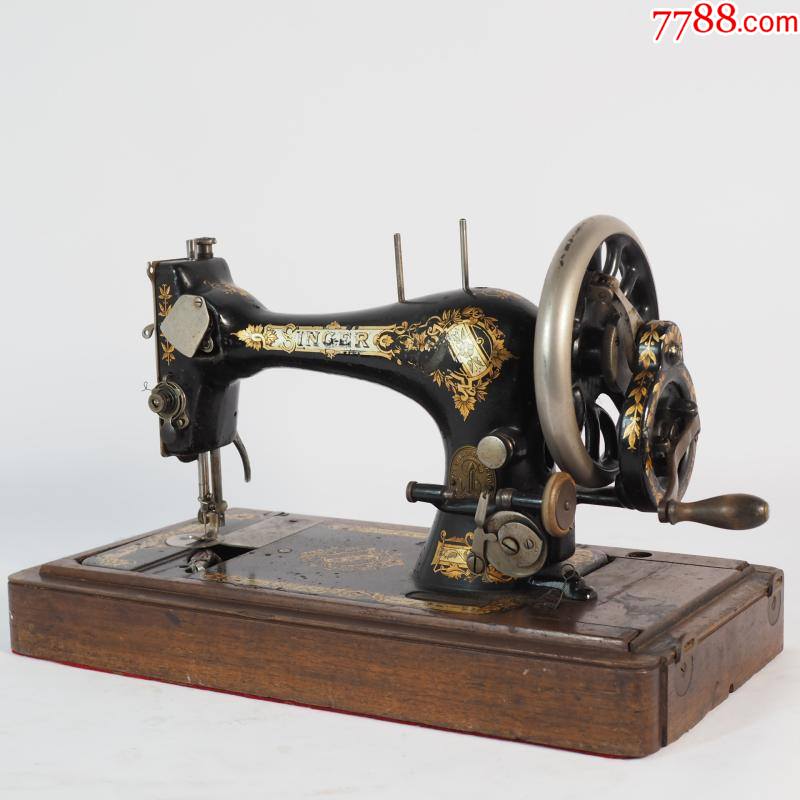 1900s西洋古董英国胜家singer手摇缝纫机工业风服装店咖啡馆摆件