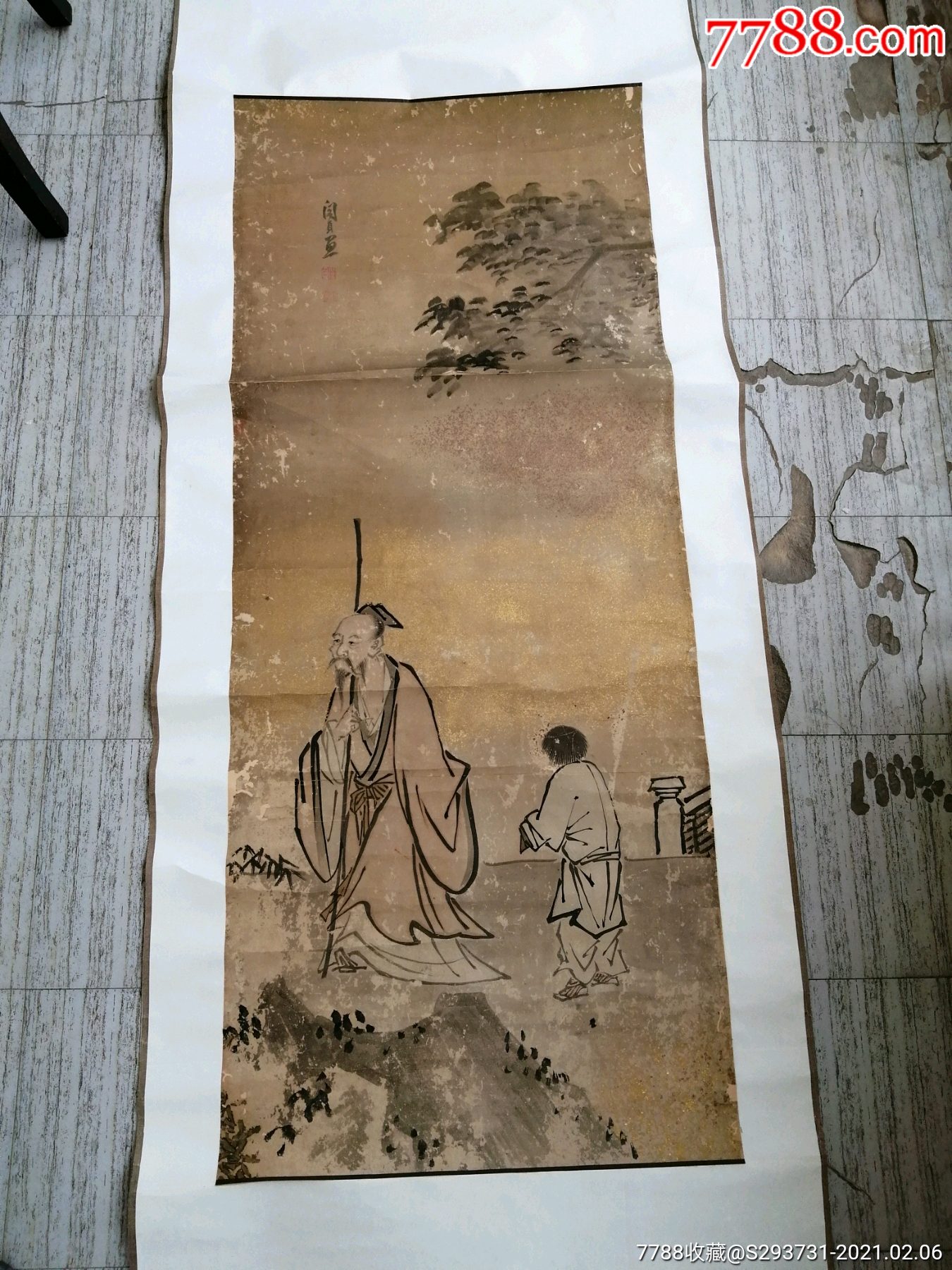 清代旧字画闵贞款写意人物旧藏老字画