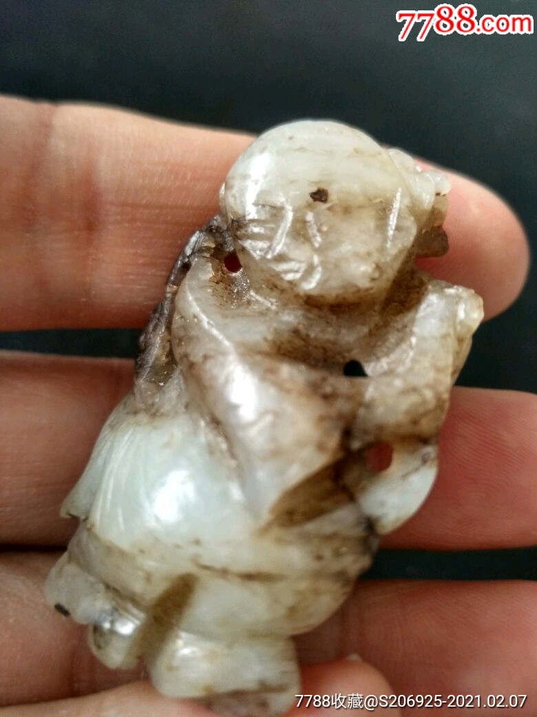 明代老和田玉童子