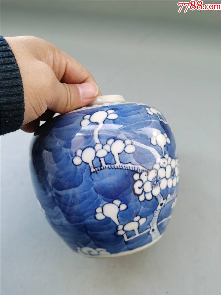 光绪青花冰梅罐包老青花粉彩浅降彩刻瓷矾红单色釉吹绿釉