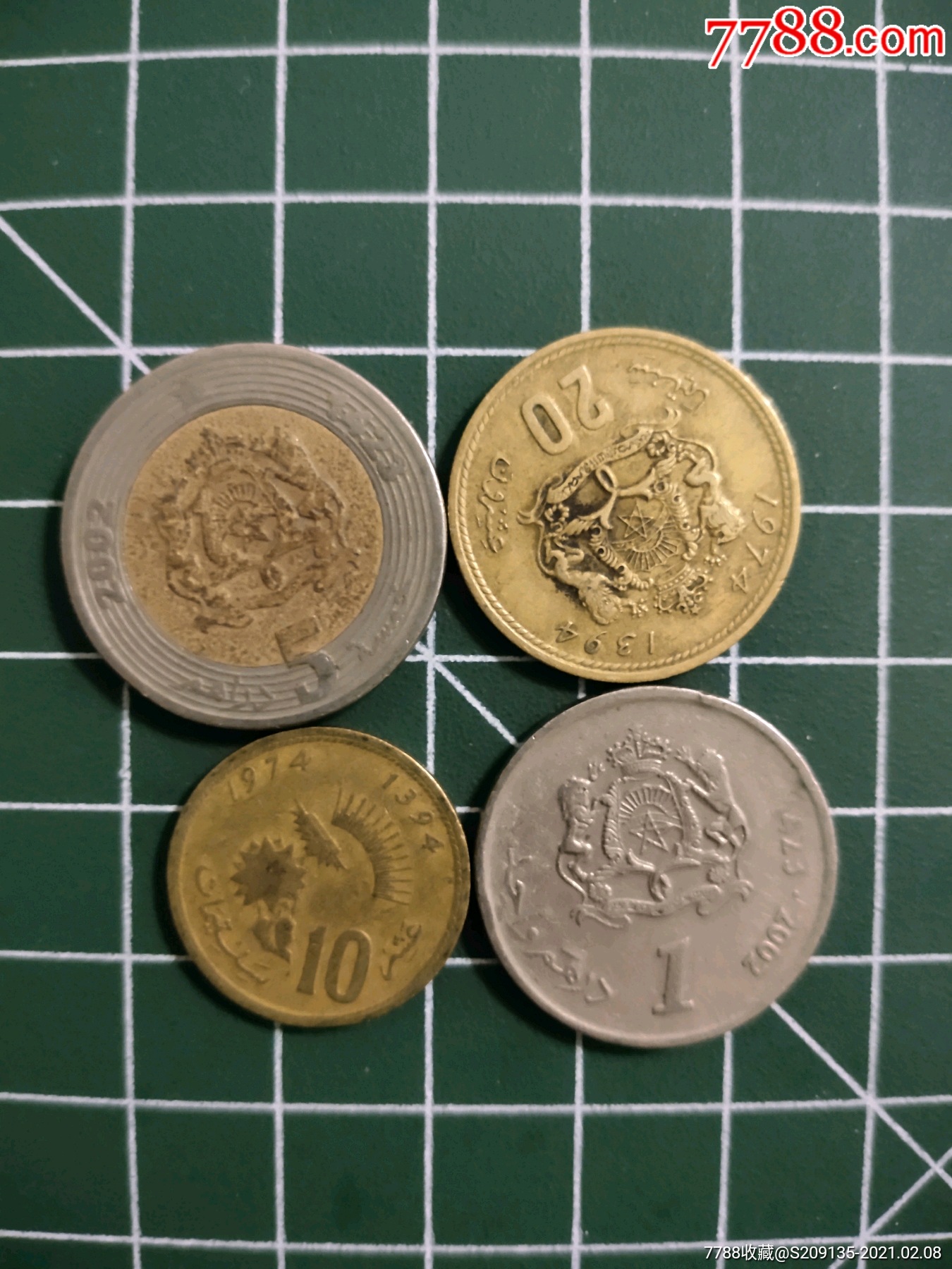 外国硬币摩洛哥4个,全场拍够五十元包邮发货