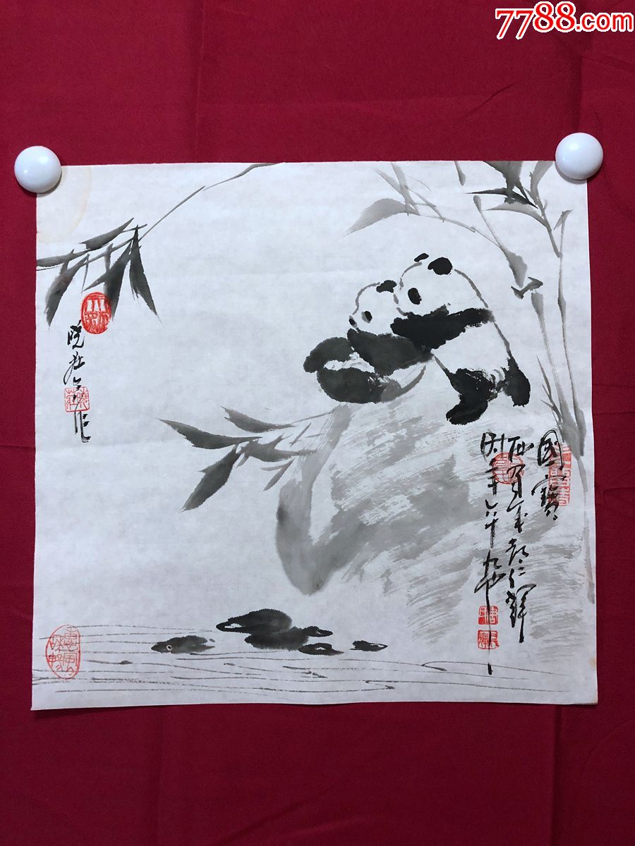 书画10717著名画家周仁辉王平晓庄花鸟画熊猫