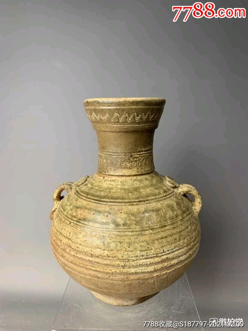 汉代原始双s双系盘口花瓶