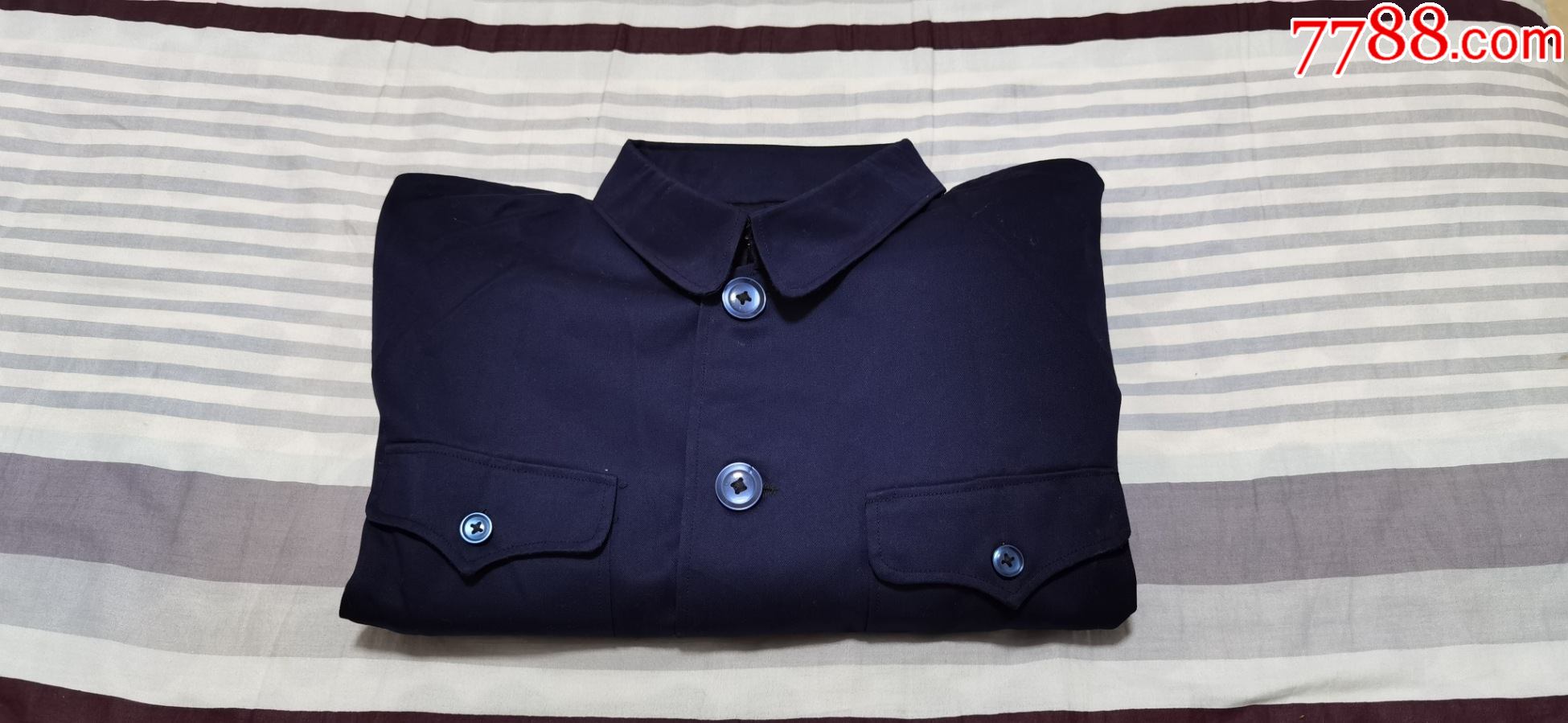全新藏蓝色涤卡中山装74114