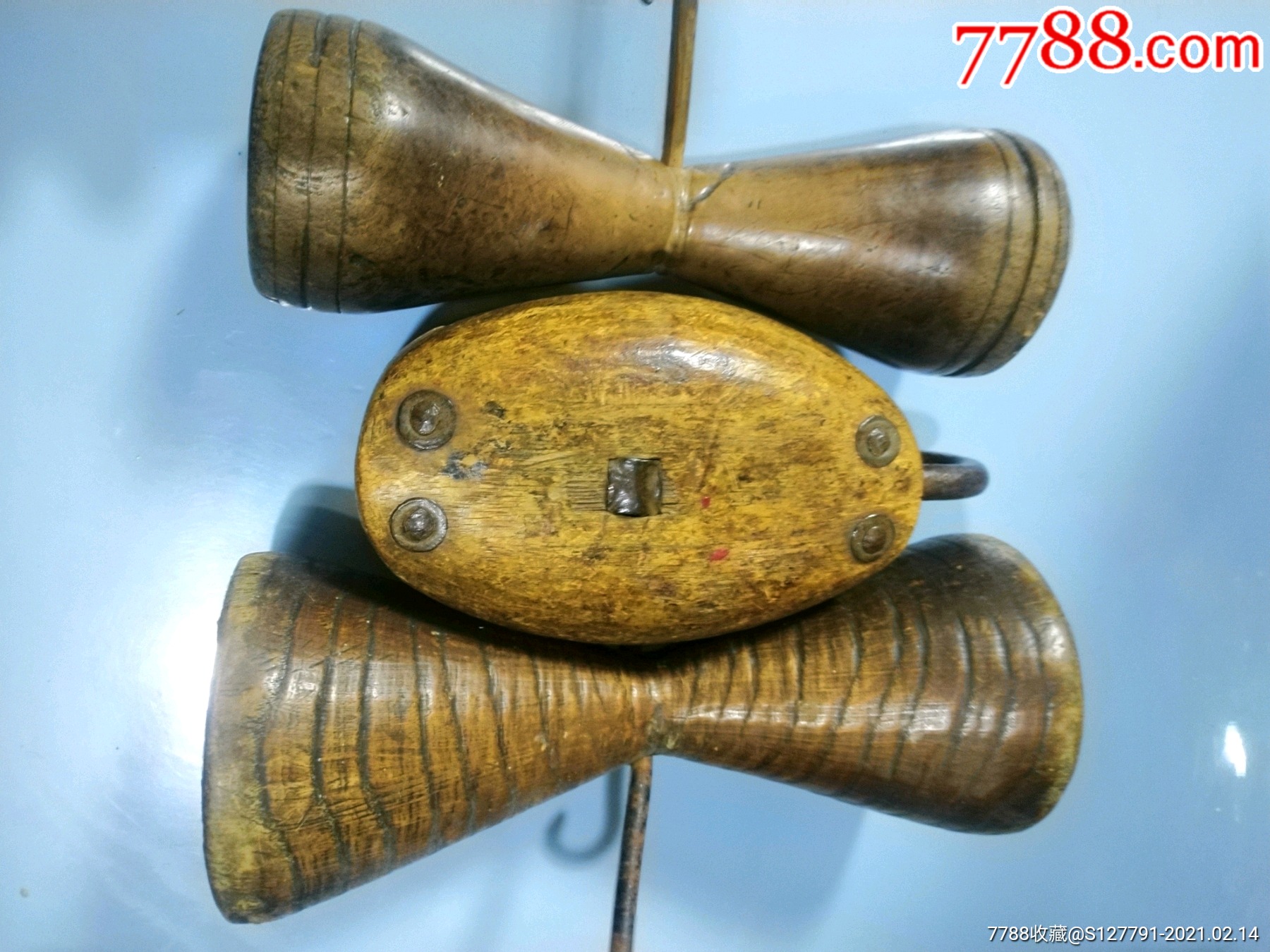 木滑轮1个纺线轴2个