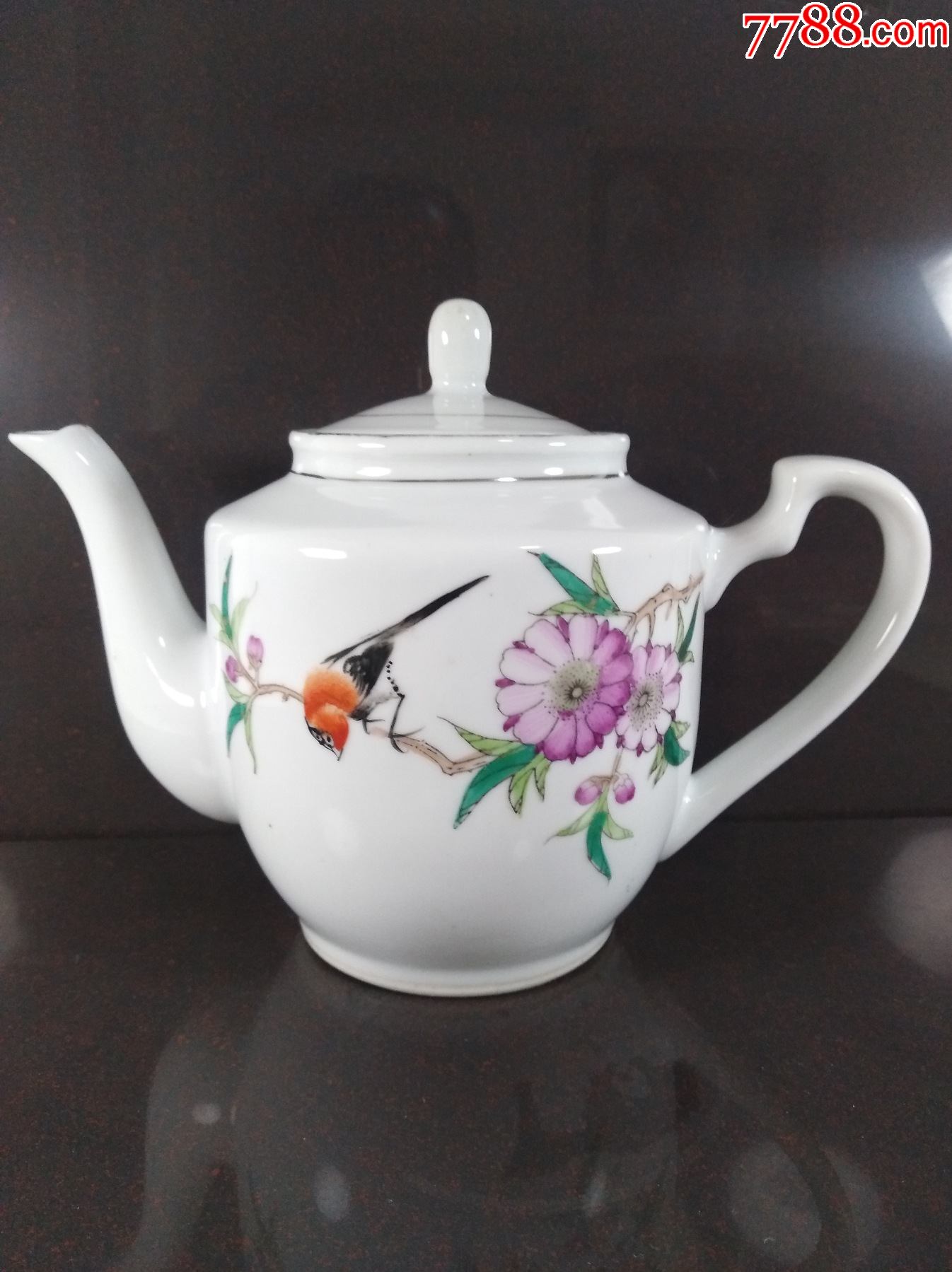 景德镇手绘花鸟茶壶_彩绘瓷/彩瓷_枫林之家【7788收藏__收藏热线】