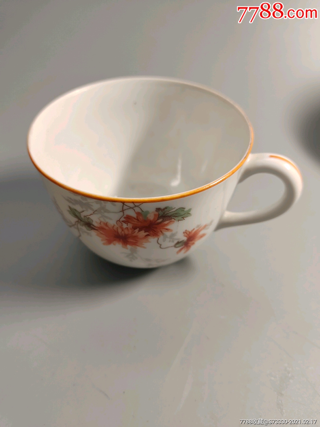 民国时期东洋陶器会社花卉小杯子一只1