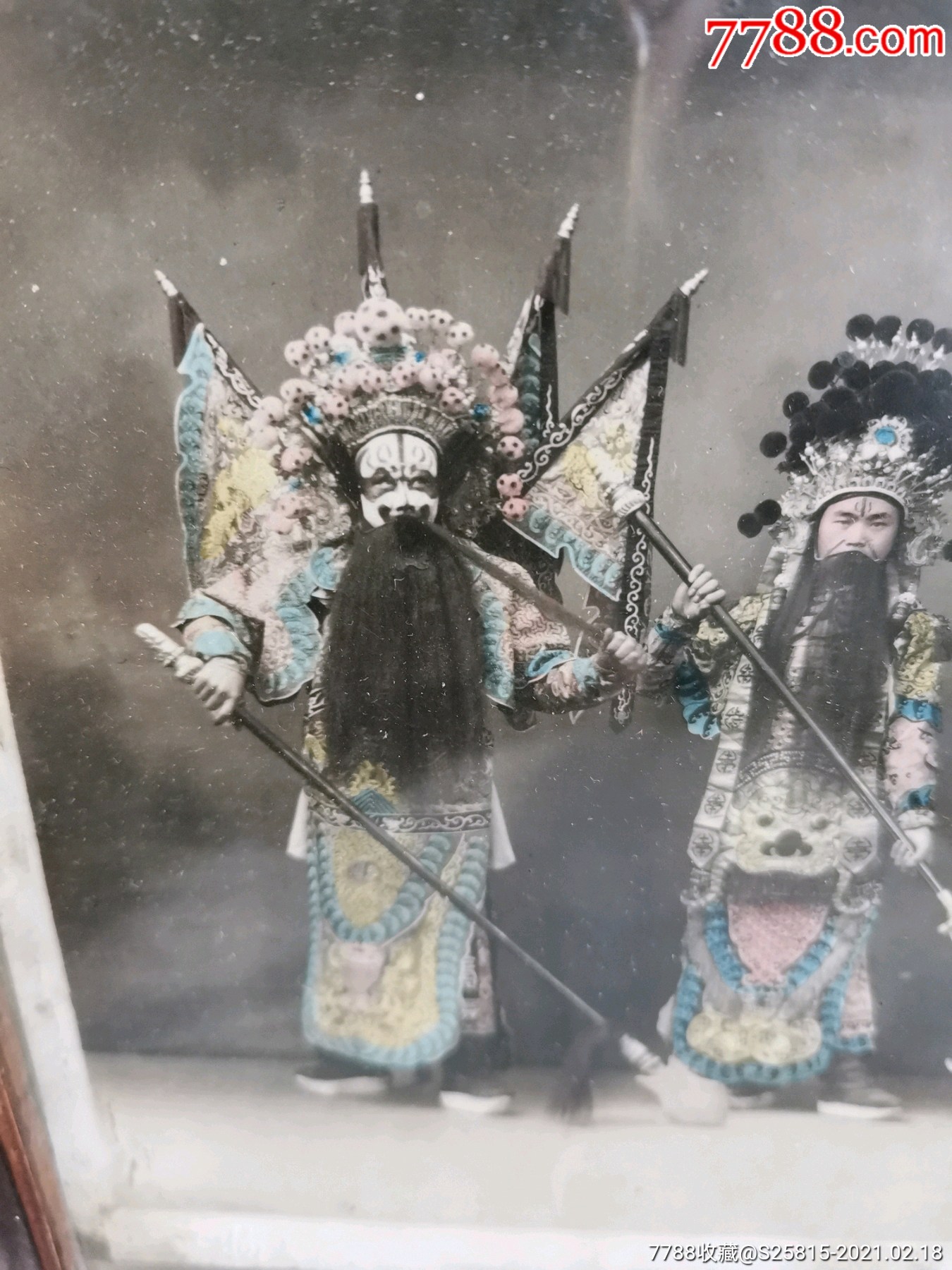 民国彩色京剧武生照片二张-老照片-7788烟酒茶牌