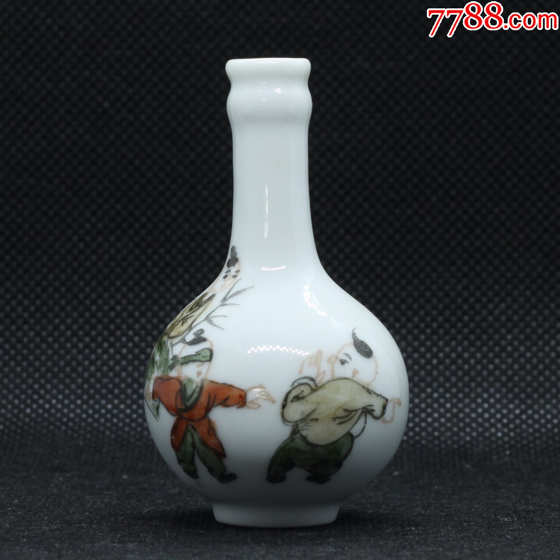 浅绛彩玩字款婴戏图五福鼻烟壶