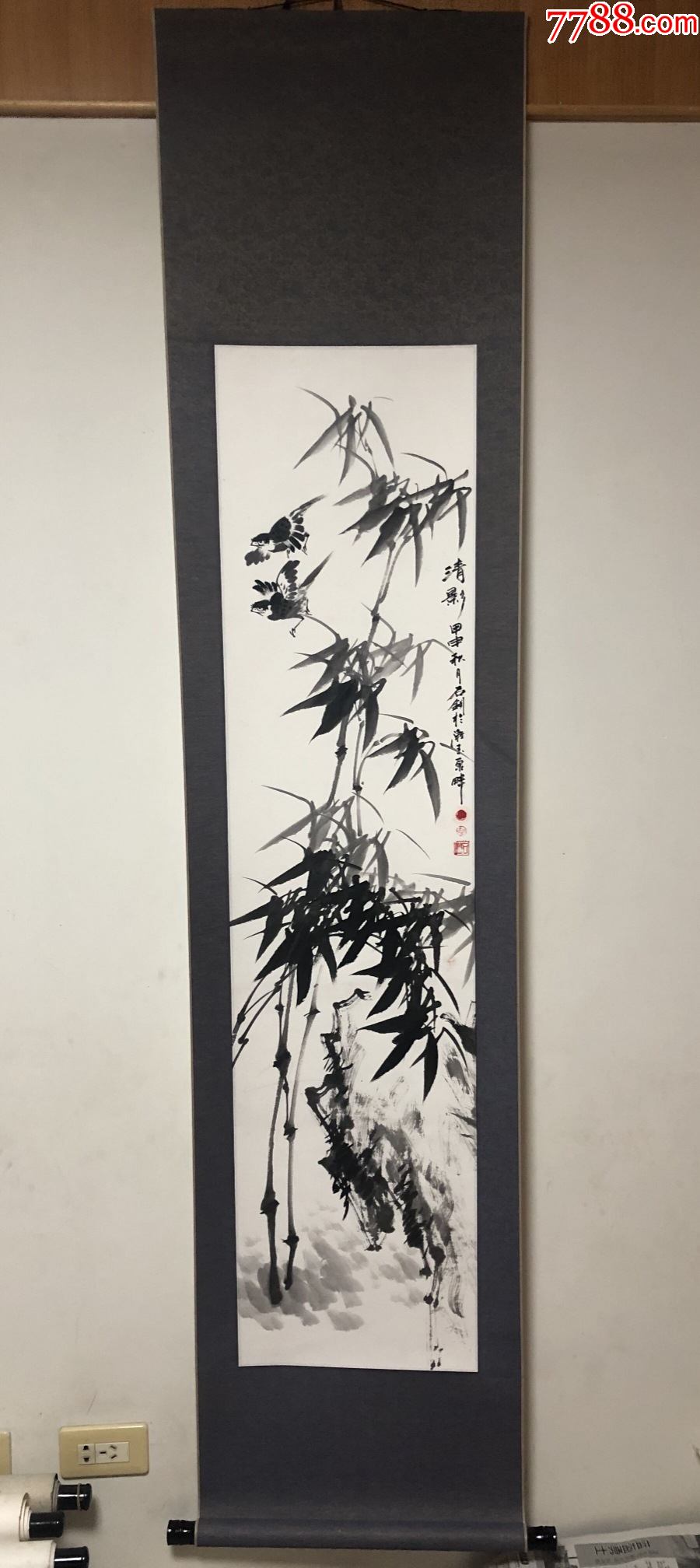 著名画家赵石钢四尺对开花鸟立轴清影