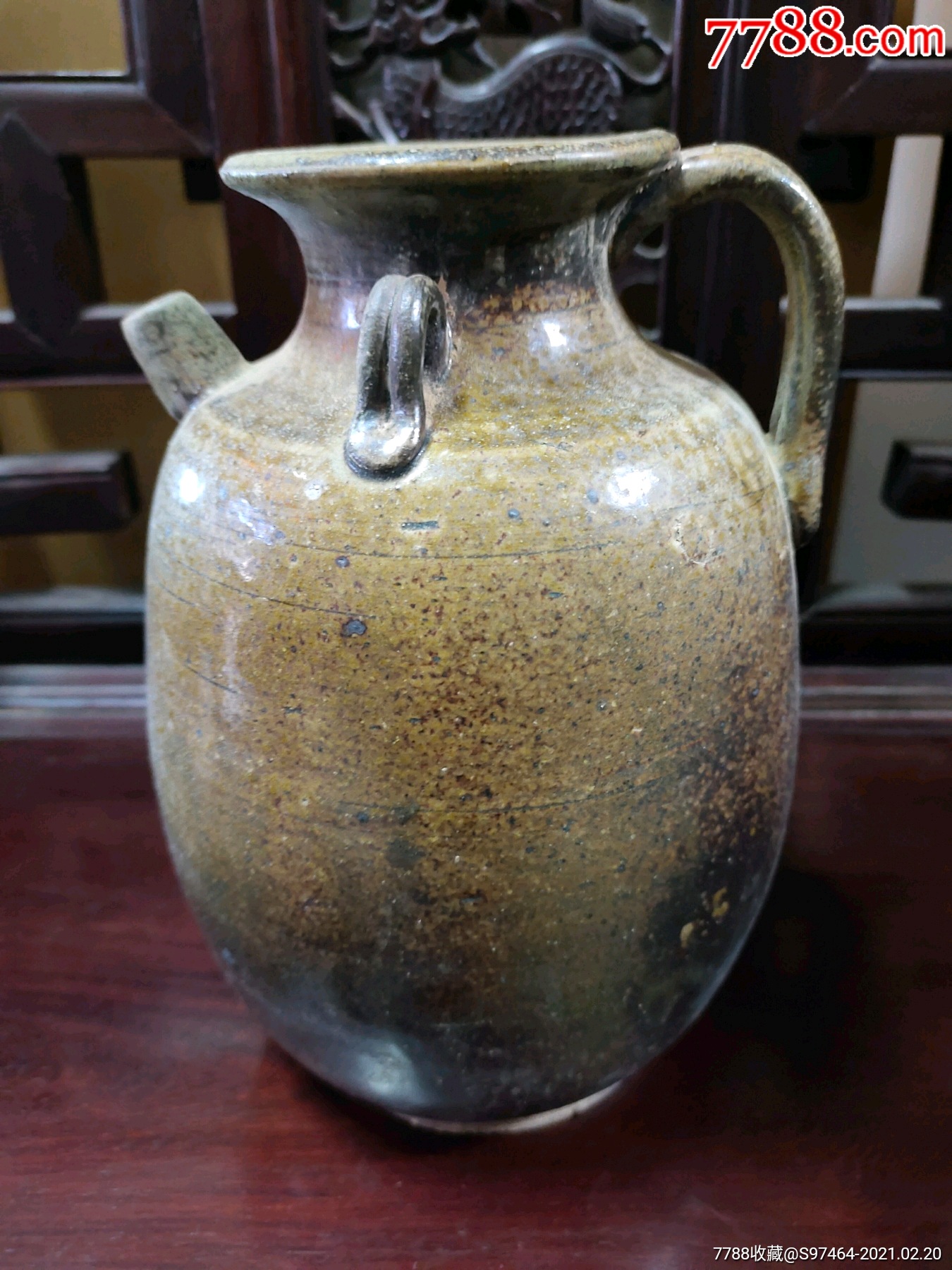 唐黄釉执壶,(寿州窑)