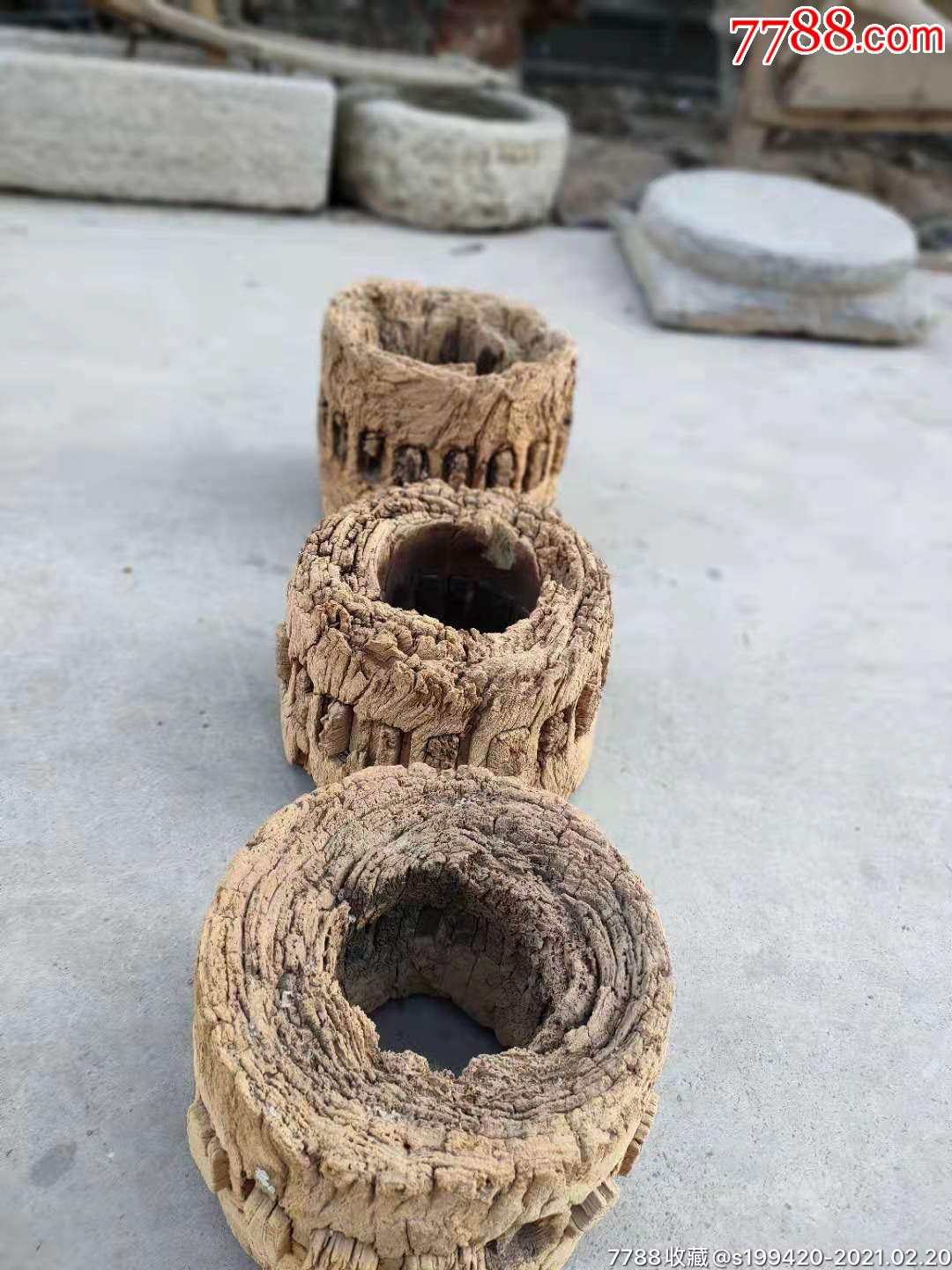 百年风化老车轴三个风化古朴沧桑可做花架复古装饰