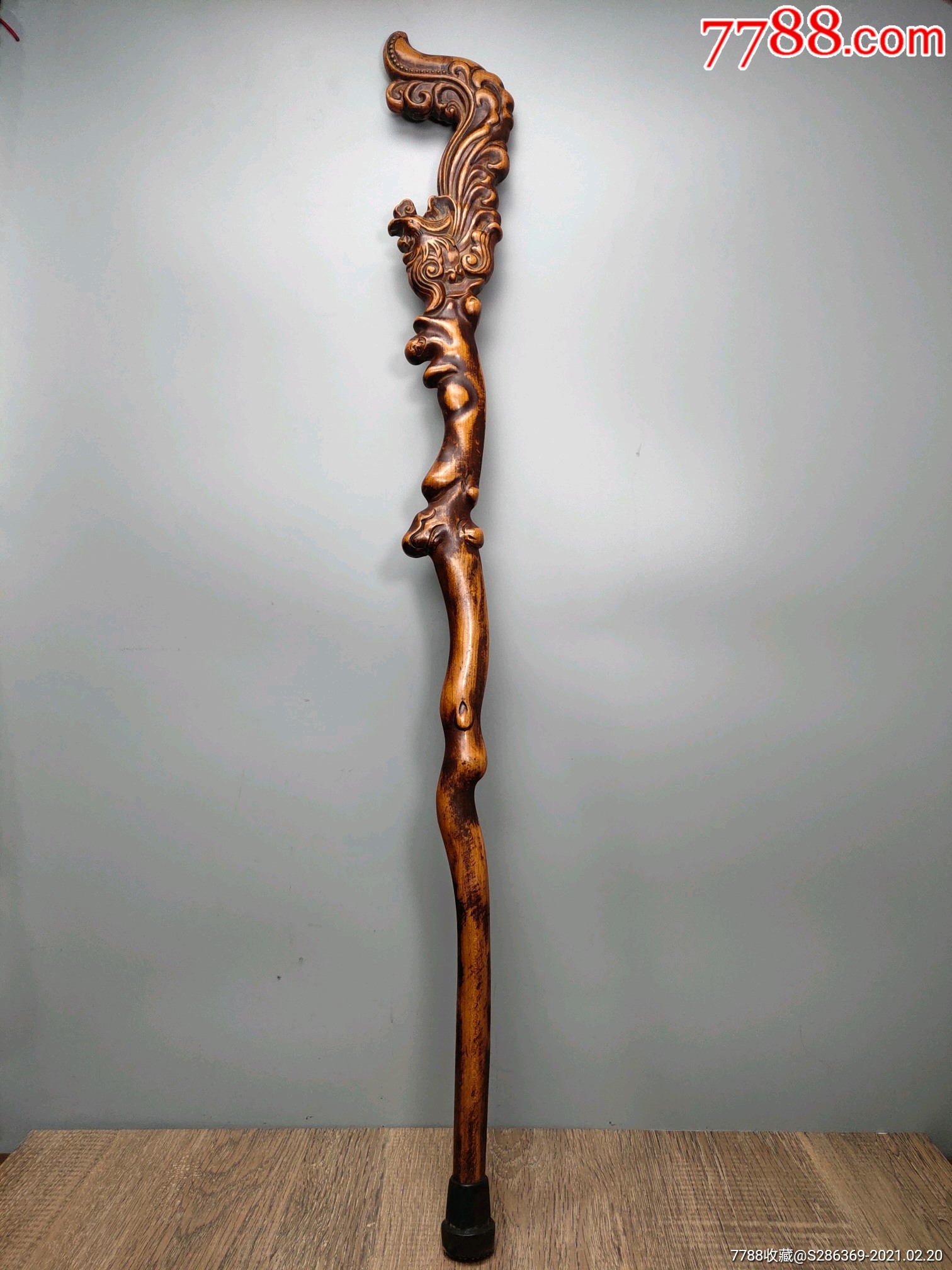 桃木凤凰拐杖一把,不议价