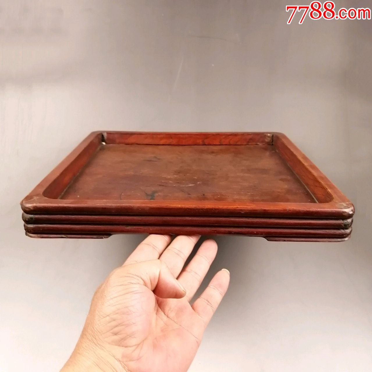 清代楠木竹节四方茶盘文房托盘