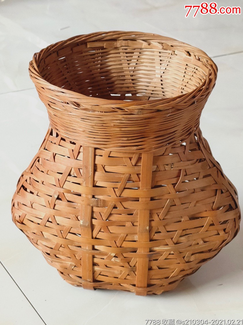 民俗老物件竹编鱼篓.品相如图,完整包老