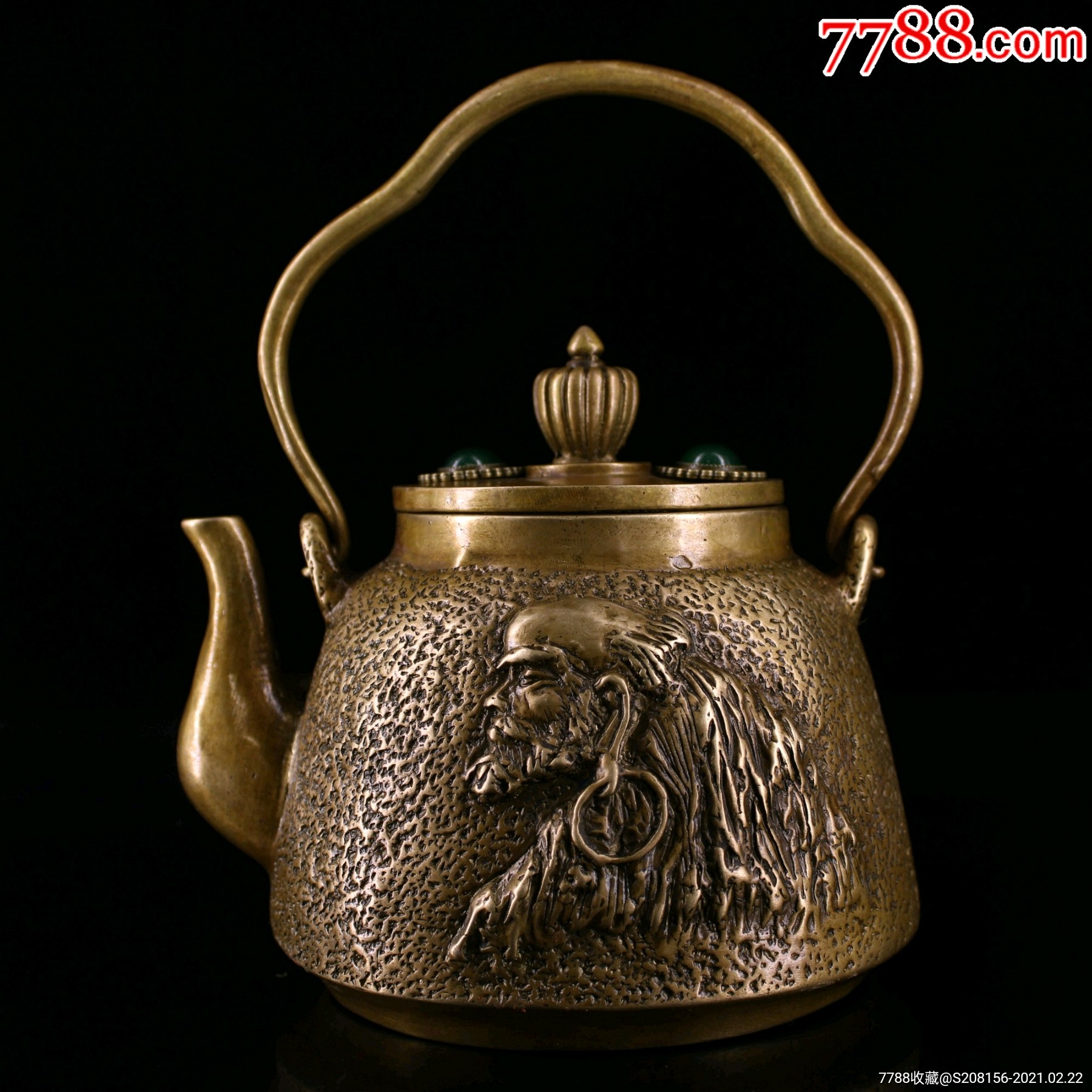 纯铜打造达摩茶壶