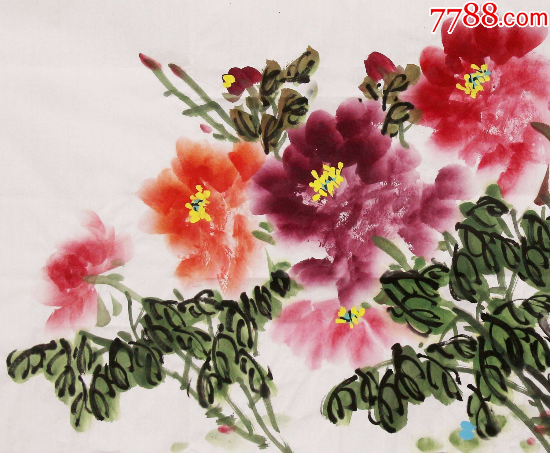 保真高琪毕业于天津美术学院中美术学院四尺整张横幅写意牡丹2