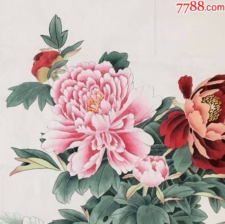 【保真】云轩,毕业于天津美术学院工笔斗方牡丹花鸟《花开富贵》