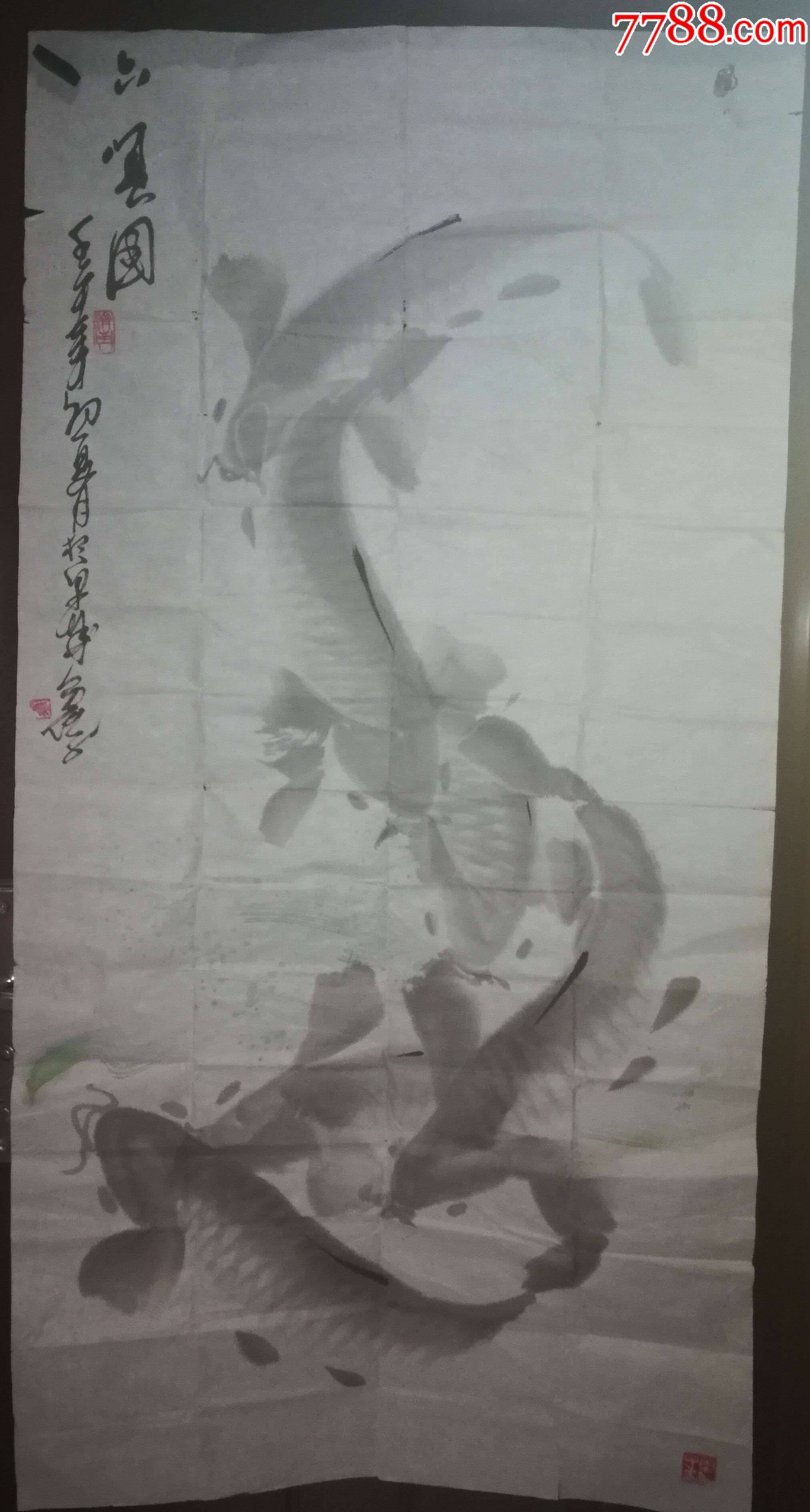 画家鱼仙子老师手绘作品六顺图(画片)尺寸135公分×69公分