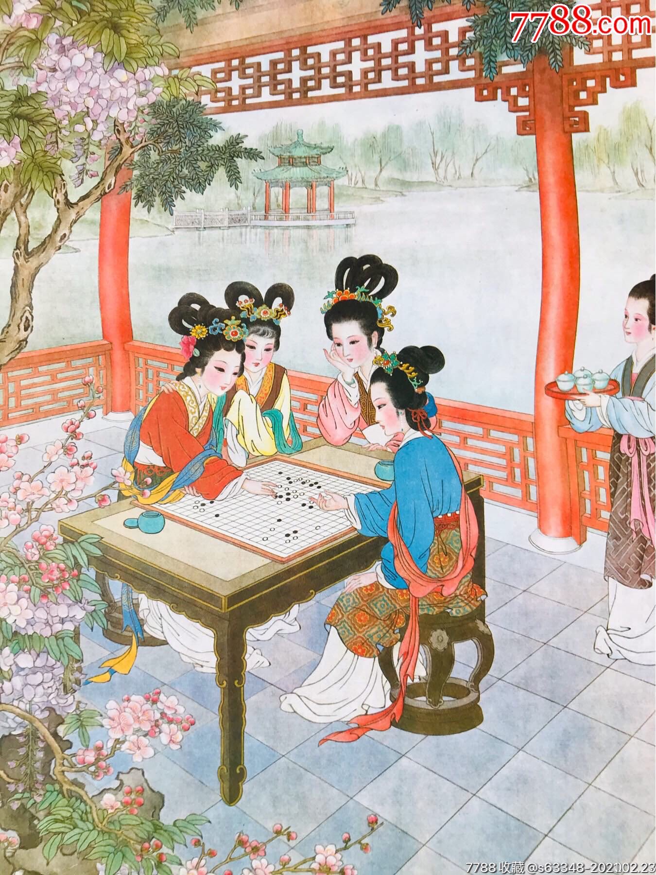 首页 零售 年画/宣传画 >> 古代仕女—试琴,作画,戏鹤,弈棋四张画一起