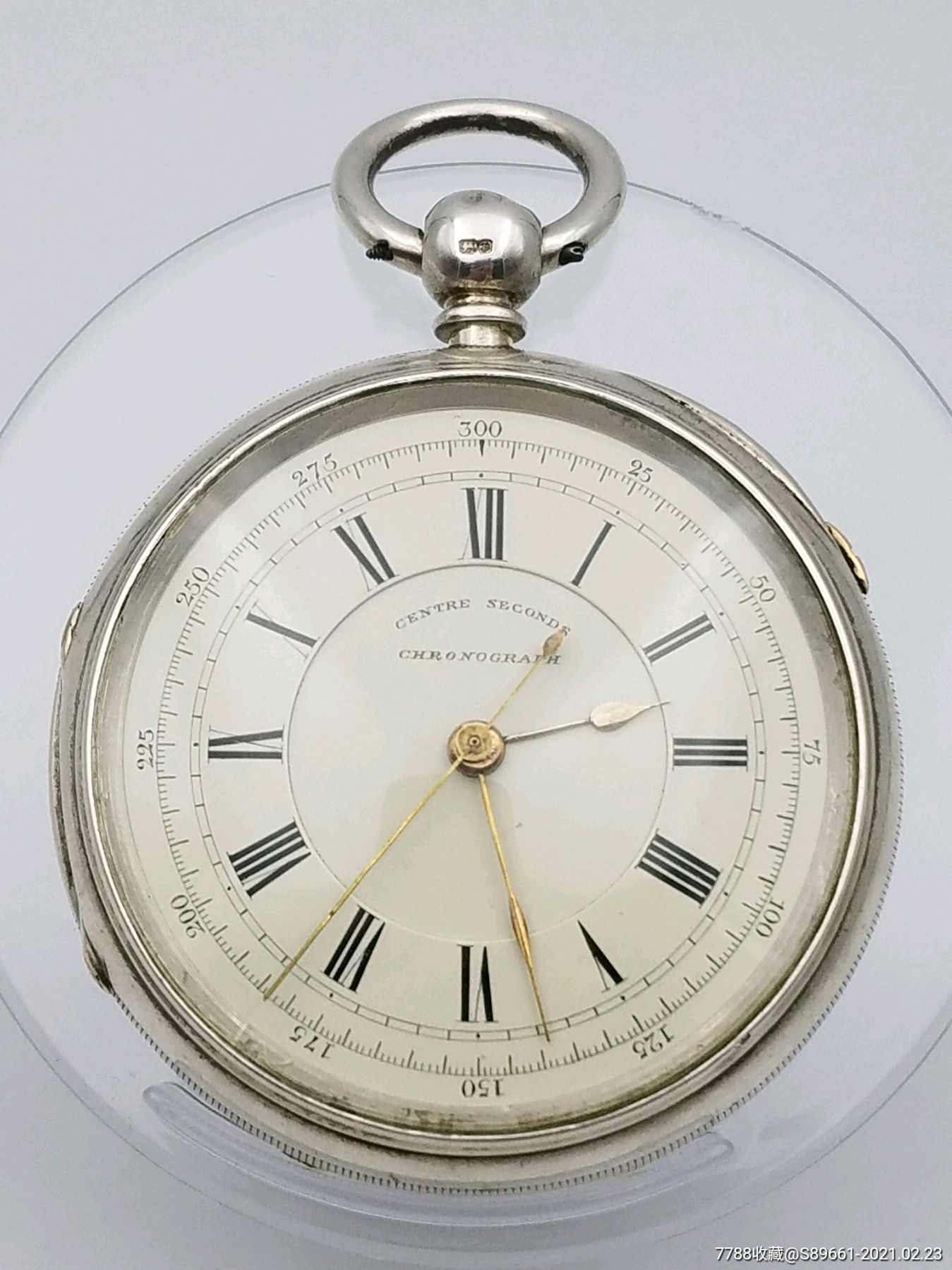 大三针英国纯银芝麻链开面古董怀表