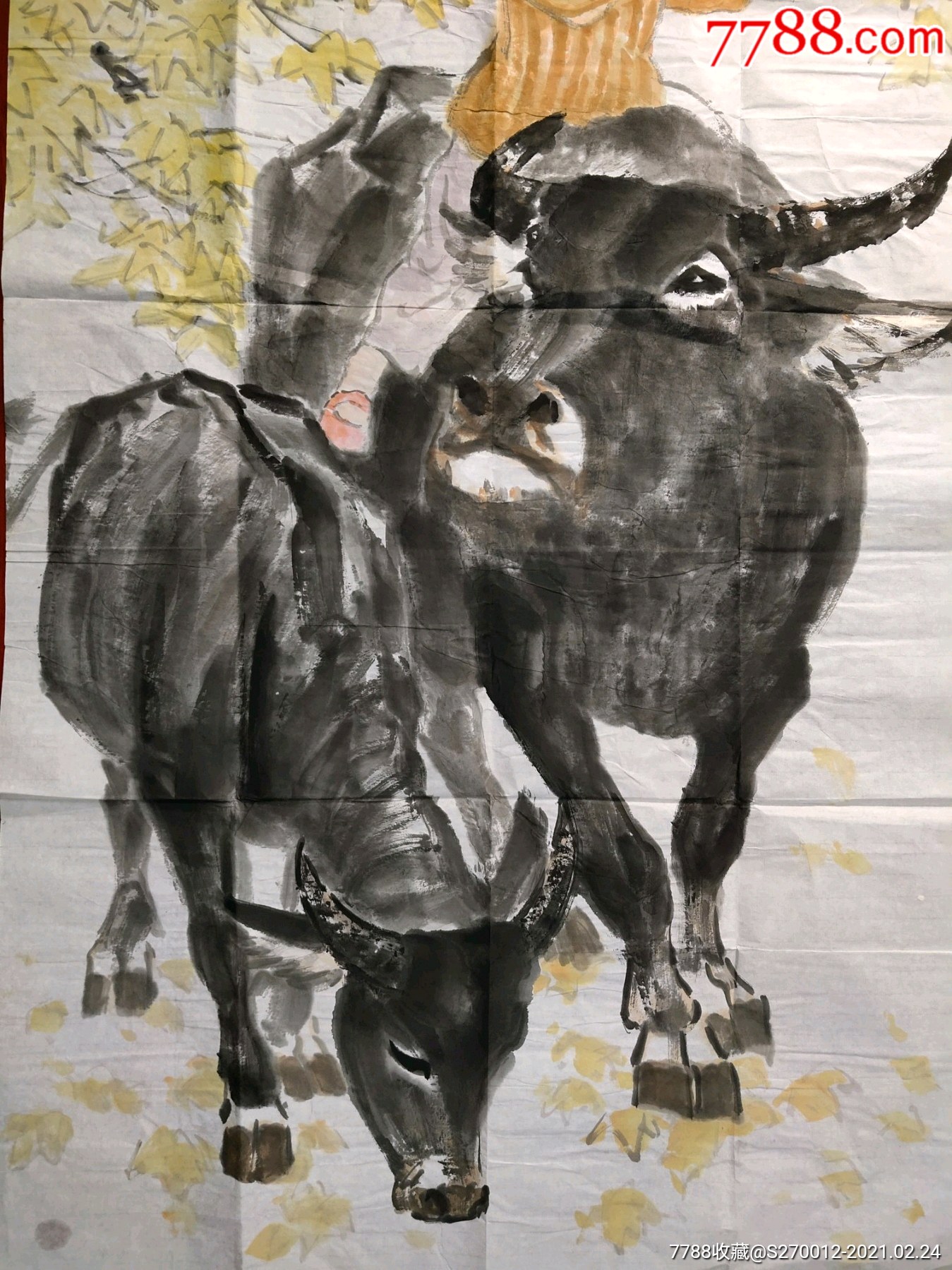 牛年大吉,牛转钱坤:【张广】国画《牧牛图-凉山牧歌》一幅,四尺大中堂