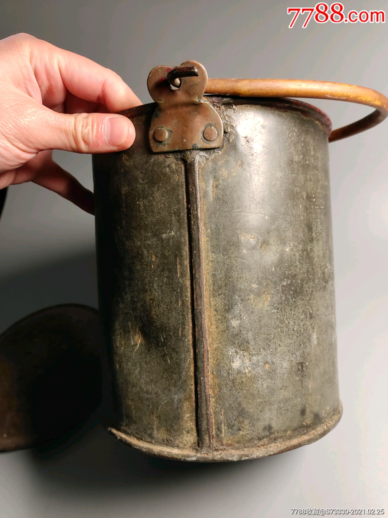 怀旧道具,民俗陈列,民国时期,铜皮洋桶一只_铁皮盒/铁筒_字体图片_收