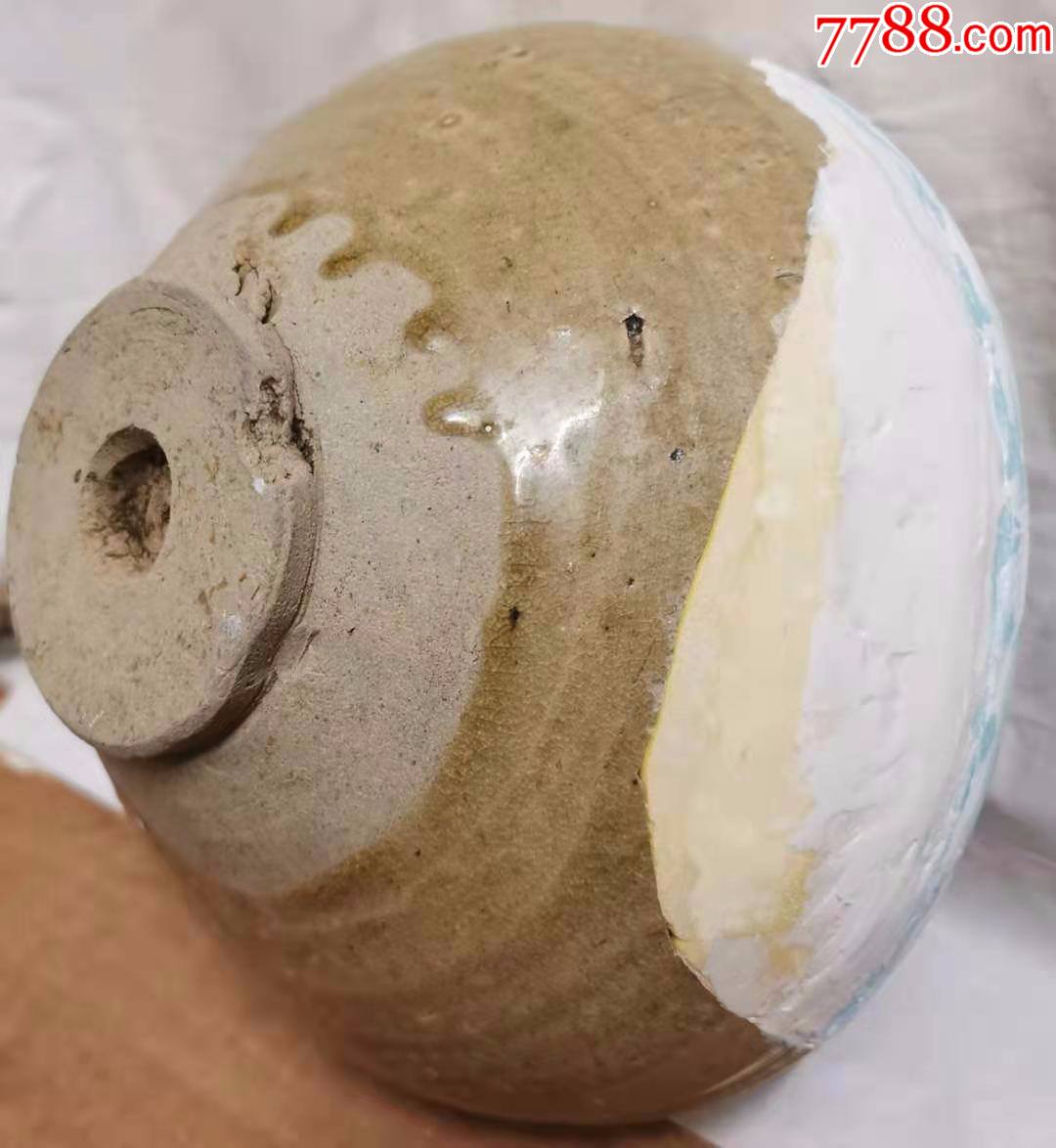唐代长沙窑青瓷束口玉璧底大碗_大观藏宝【7788瓷器】