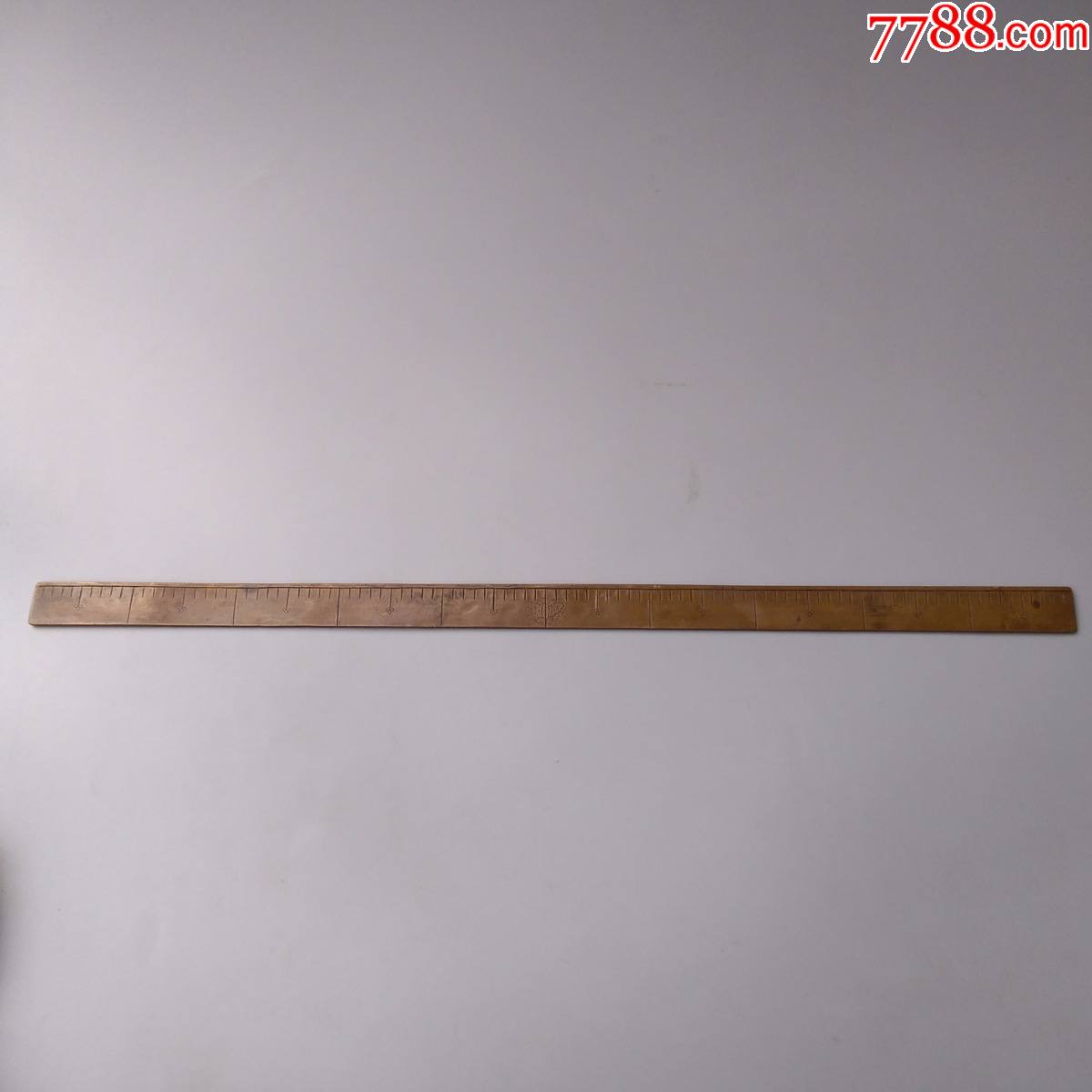 保真晚清铜器铜杂件清末民国红铜刻花尺子民间民俗裁缝古物包老