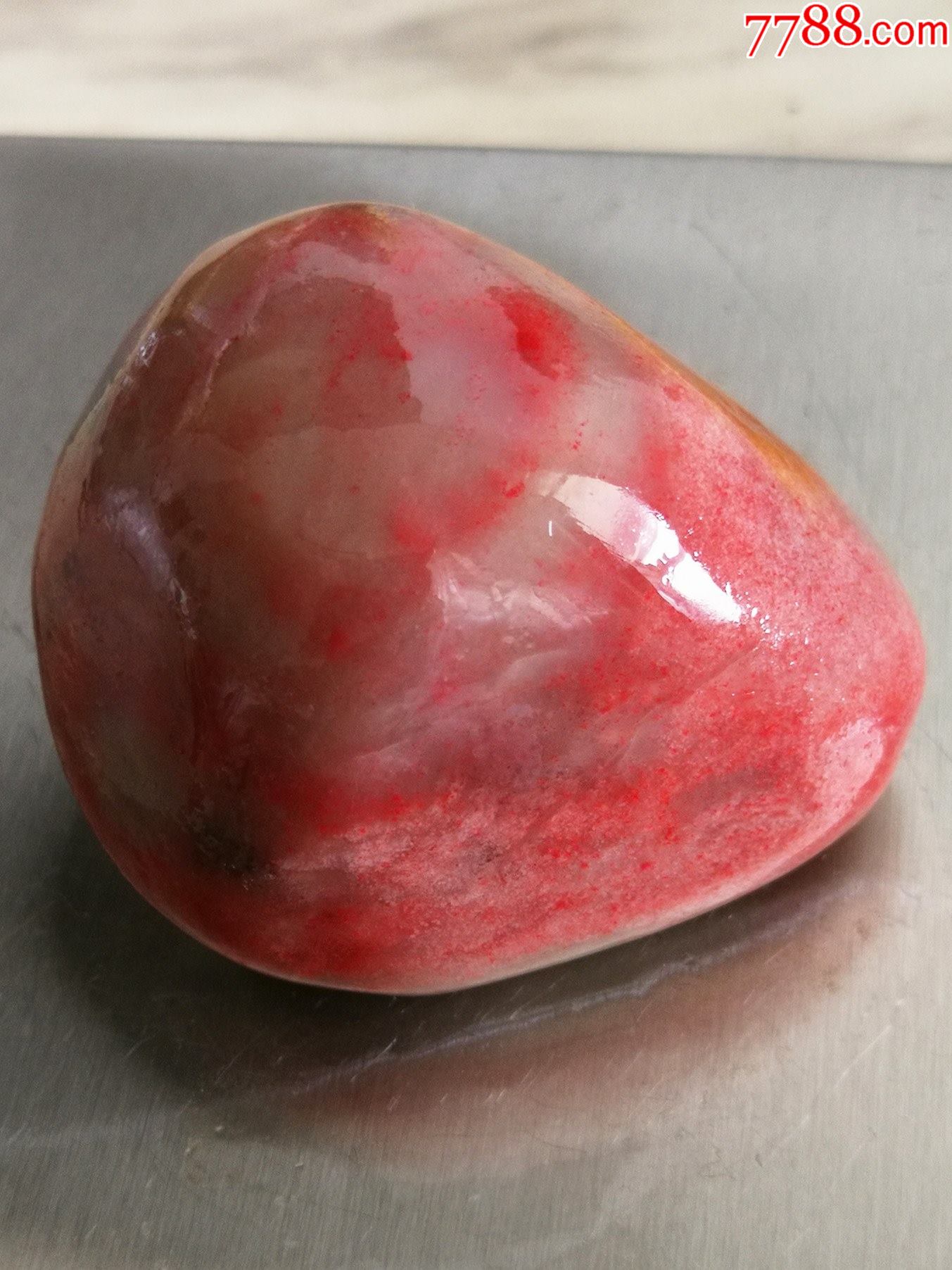 昌化鸡血石桃花冻手玩摆印章料98g(血鲜红,软地,手工好刻,稀缺品种)