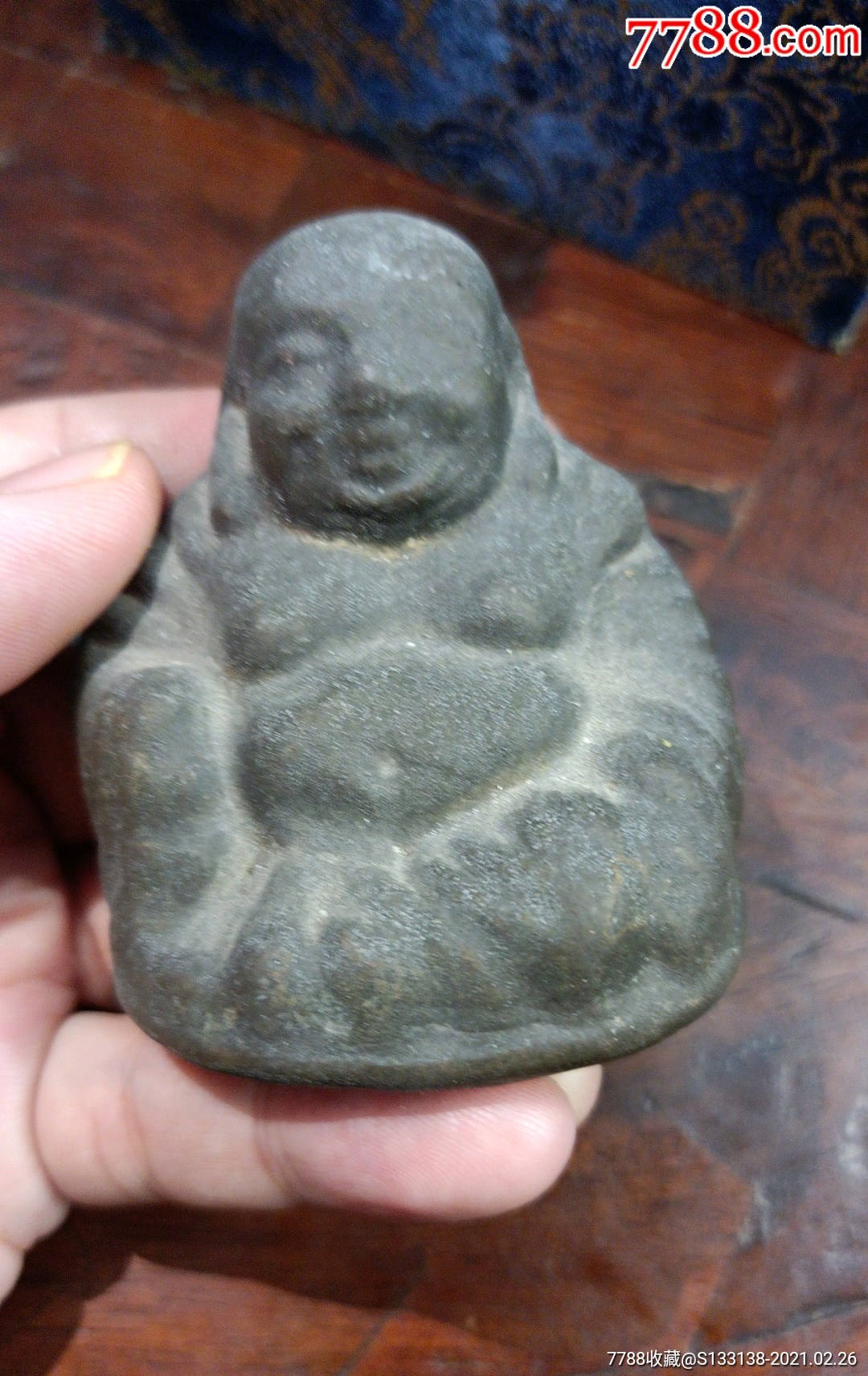 民国实心的铜佛弥勒佛有款的