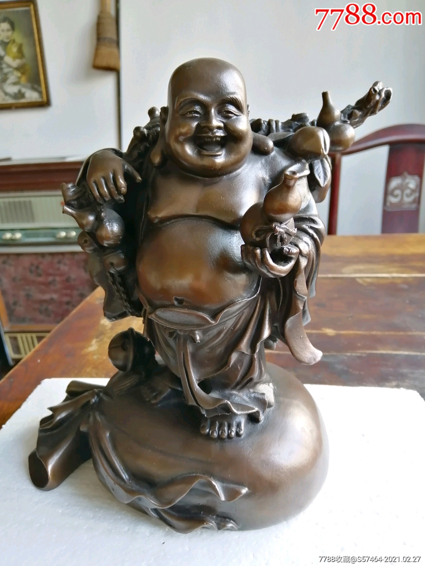海外回流精铸铜布袋和尚_铜像/铜佛像_第1张_7788钟表收藏
