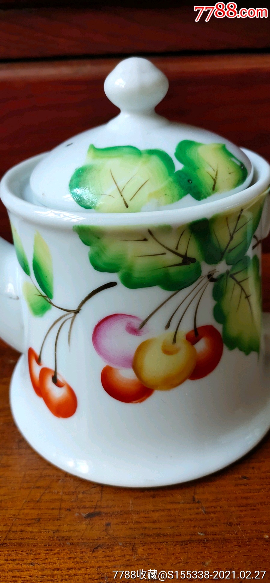 民国谦信洋行手绘花卉茶壶保老保真