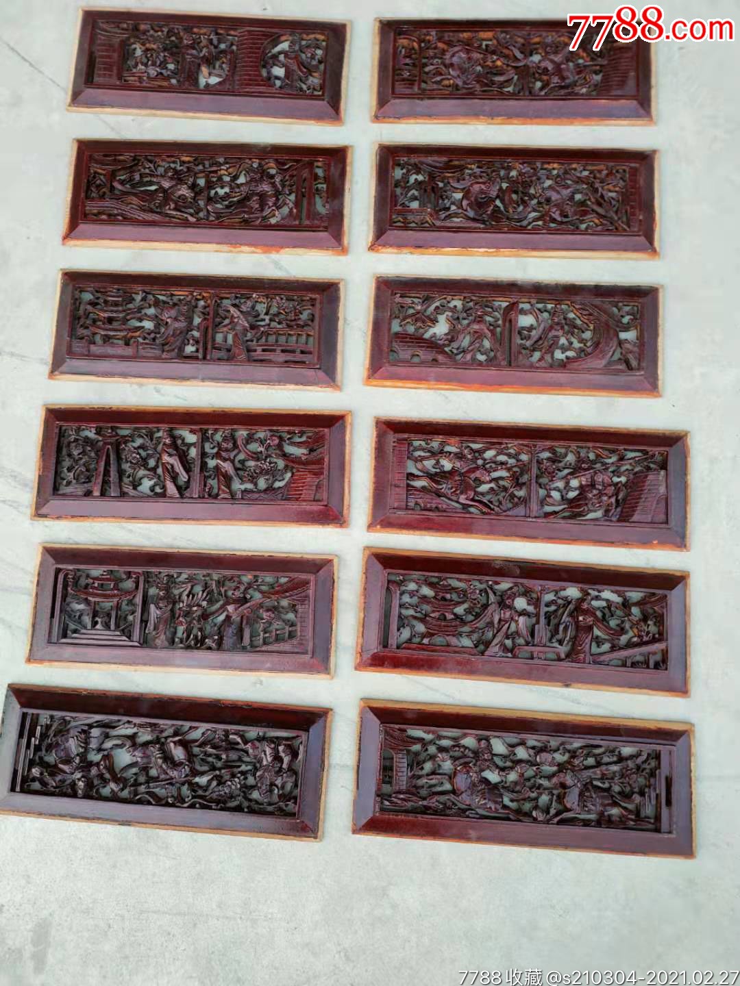 楠木花板一套12片,纯手工雕刻,工艺精湛,装裱挂件最佳选择_木雕花板